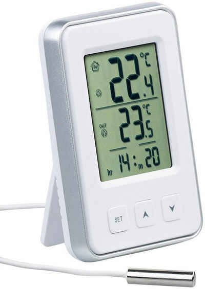 PEARL Raumthermometer Digit Innen-& Außen MIN MAX Thermometer Wetterstation mit Außenfühler