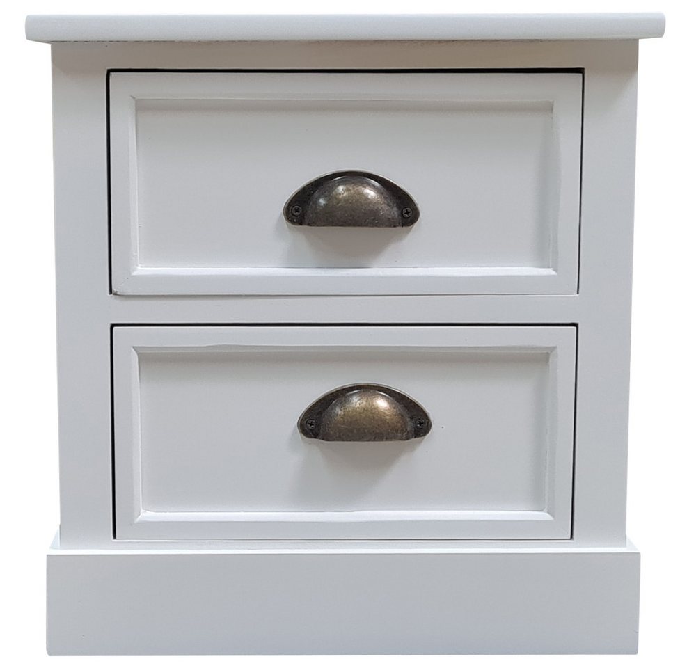 Feel2Home Nachttisch Nachttisch Nachtschrank Beistellschrank Schubladen Holz Weiß Shabby, 2 Schubladen, Fertig montiert, Mit Schubfächern