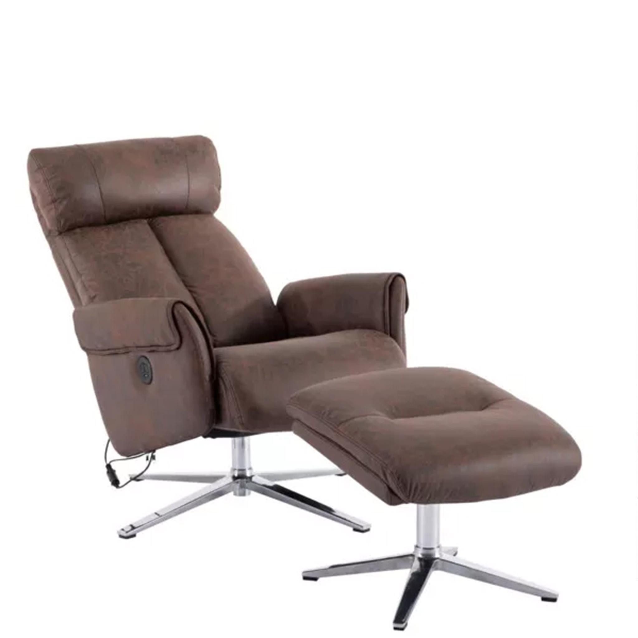 Happy Home Relaxsessel Elektrisch verstellbarer Relaxsessel mit Hocker und USB Ladefunktion