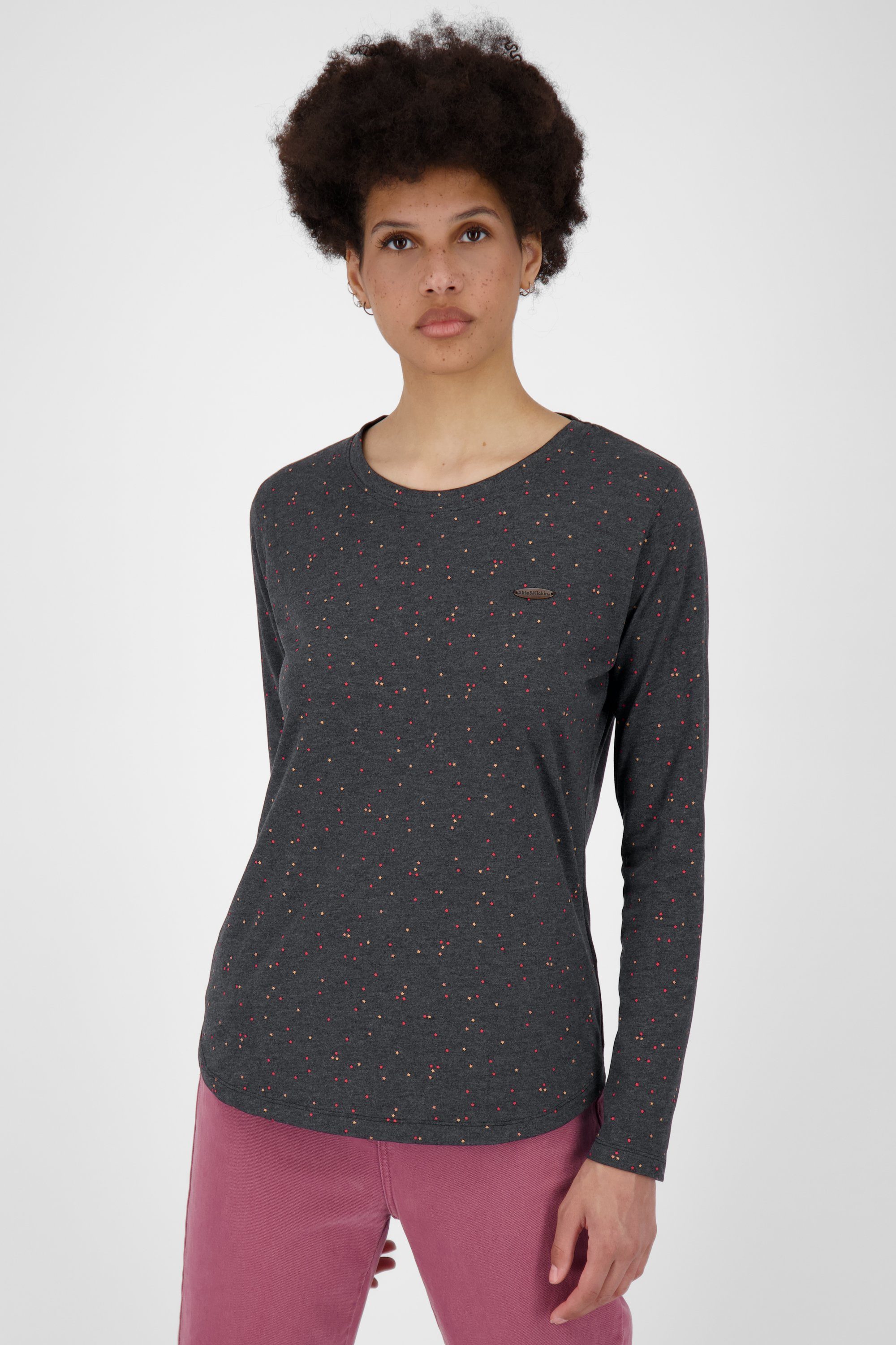 Alife & Kickin B melange Langarmshirt, Longsleeve Shirt Damen Langarmshirt moonless LeaAK