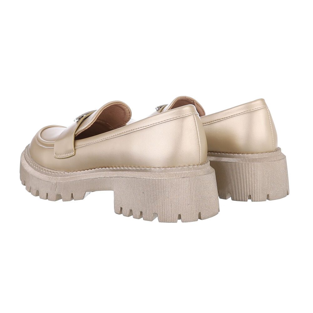 Ital-Design Damen Mokassins Freizeit Slipper (86188099) Blockabsatz Mokassins in Gold