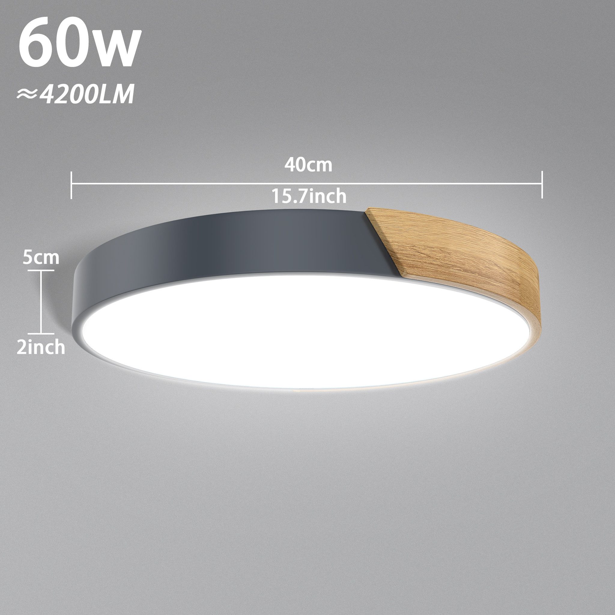 FIVMEN LED Deckenleuchte Deckenlampe Holz Deckenleuchte Deckenlampen Rund L günstig online kaufen