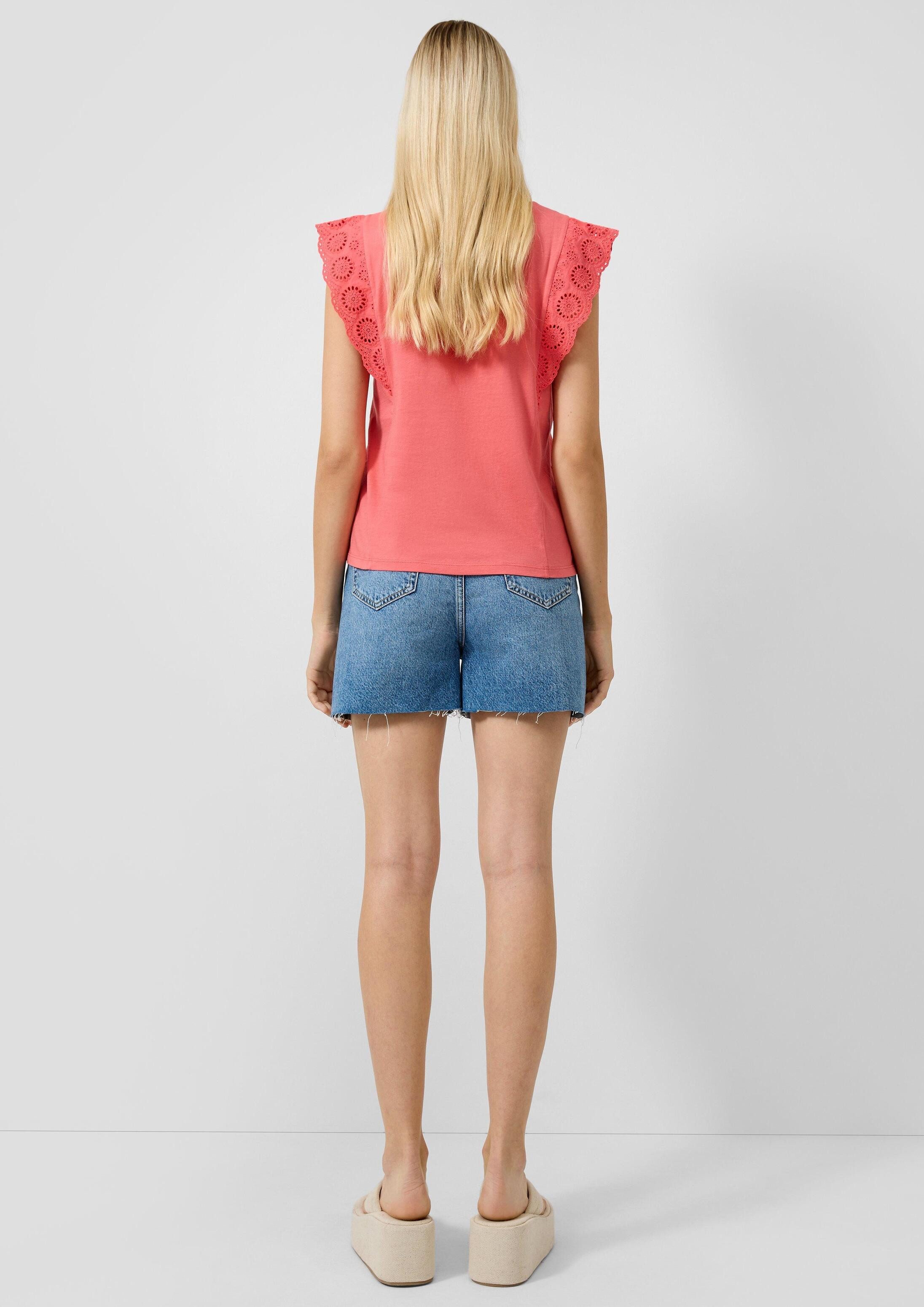 QS Muskelshirt T-Shirt Top mit Broderie Anglaise
