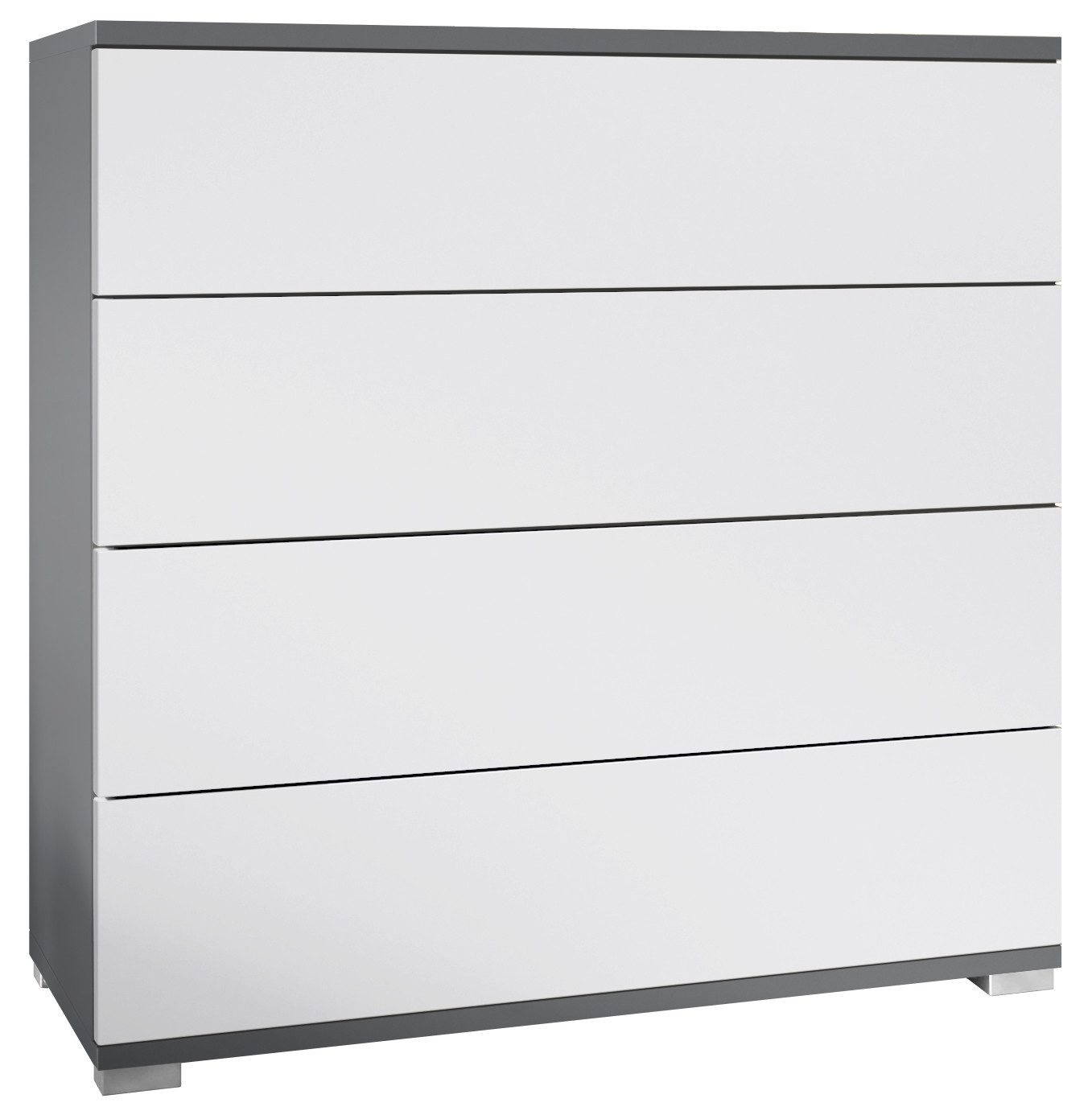 Vladon Kommode Pavos V3 (Sideboard, mit 4 Schubladen), Anthrazit matt/Weiß matt (76 x 76 x 35 cm)