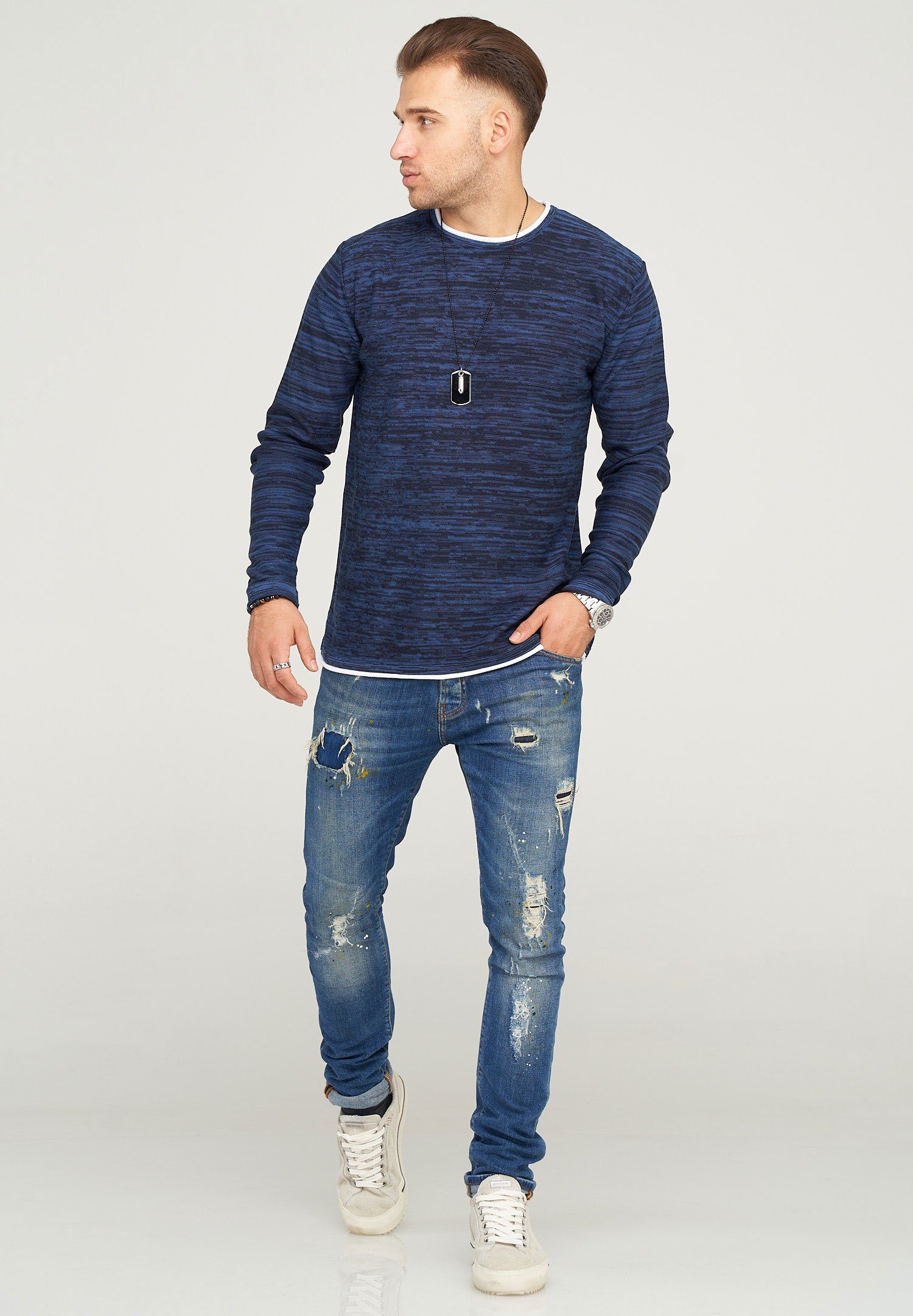 behype Strickpullover TAAVI in melierter Optik