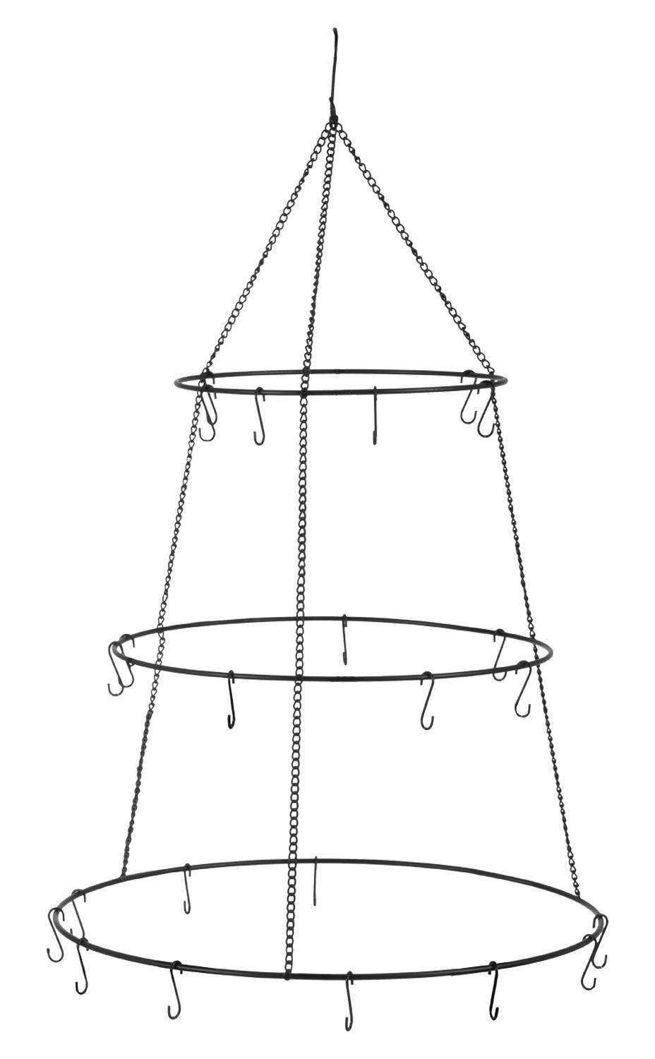 Hängedekoration Deckenkranz PALACE, Ø 50 cm, Schwarz, Metall, mit 3 Ringen und 27 Haken