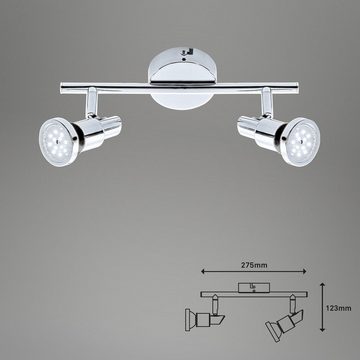 Briloner Leuchten LED Deckenspots 2992-028, LED wechselbar, Warmweiß, 2-flammig, Badezimmer, GU10, schwenkbar, IP44, chrom