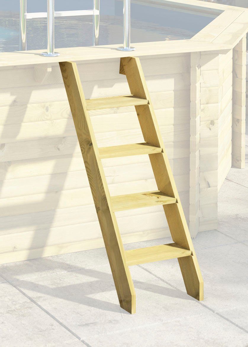 Karibu Rechteckpool Malta A BxLxH: 353x530x124 cm mit Sonnendeck (Set, 7-tlg), 44 mm starke kesseldruckimprägnierte Holzbohlen aus Fichtenholz