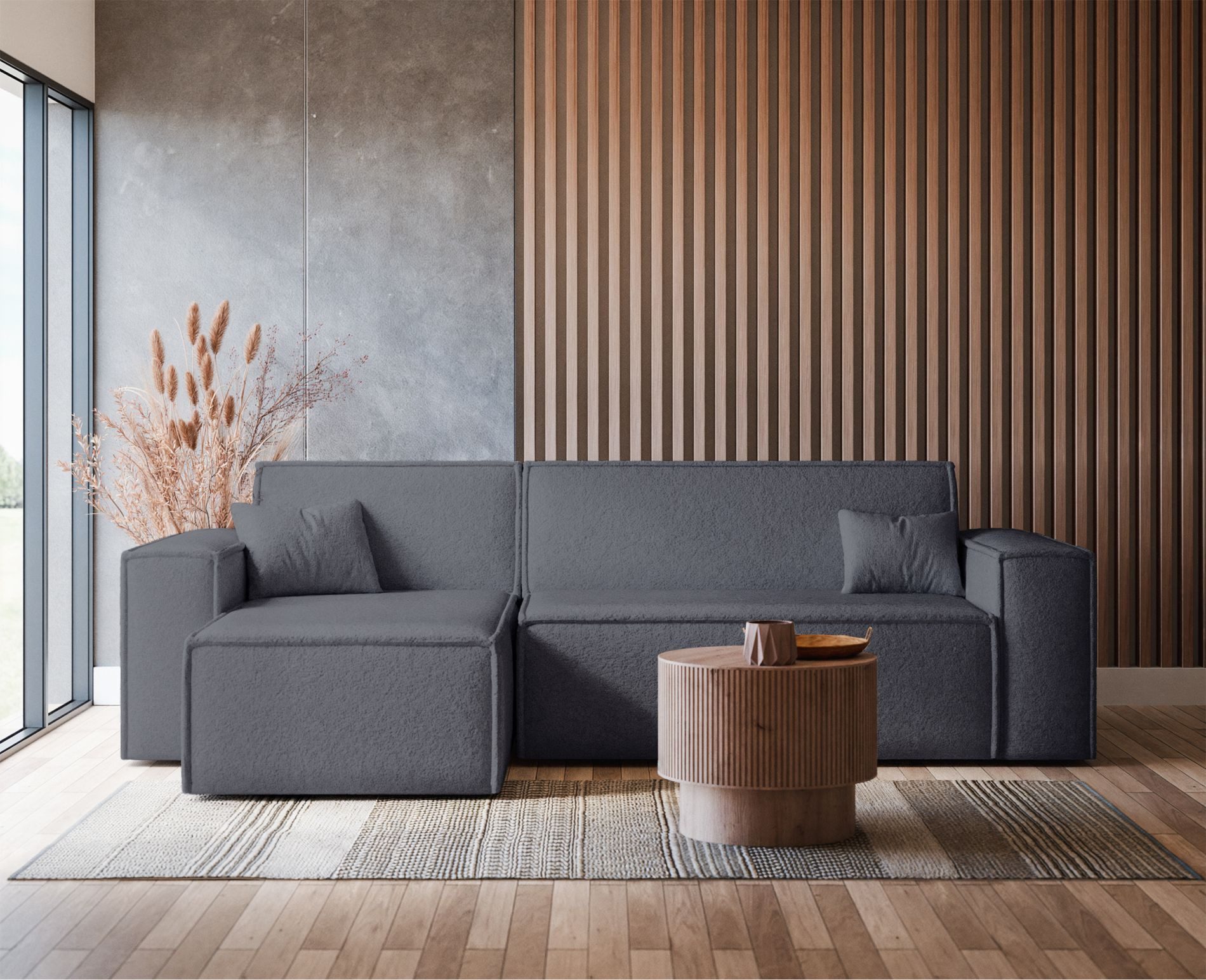 Selsey Ecksofa SCARLO, mit Schlaffunktion, Bettkasten und Bouclé-Bezug