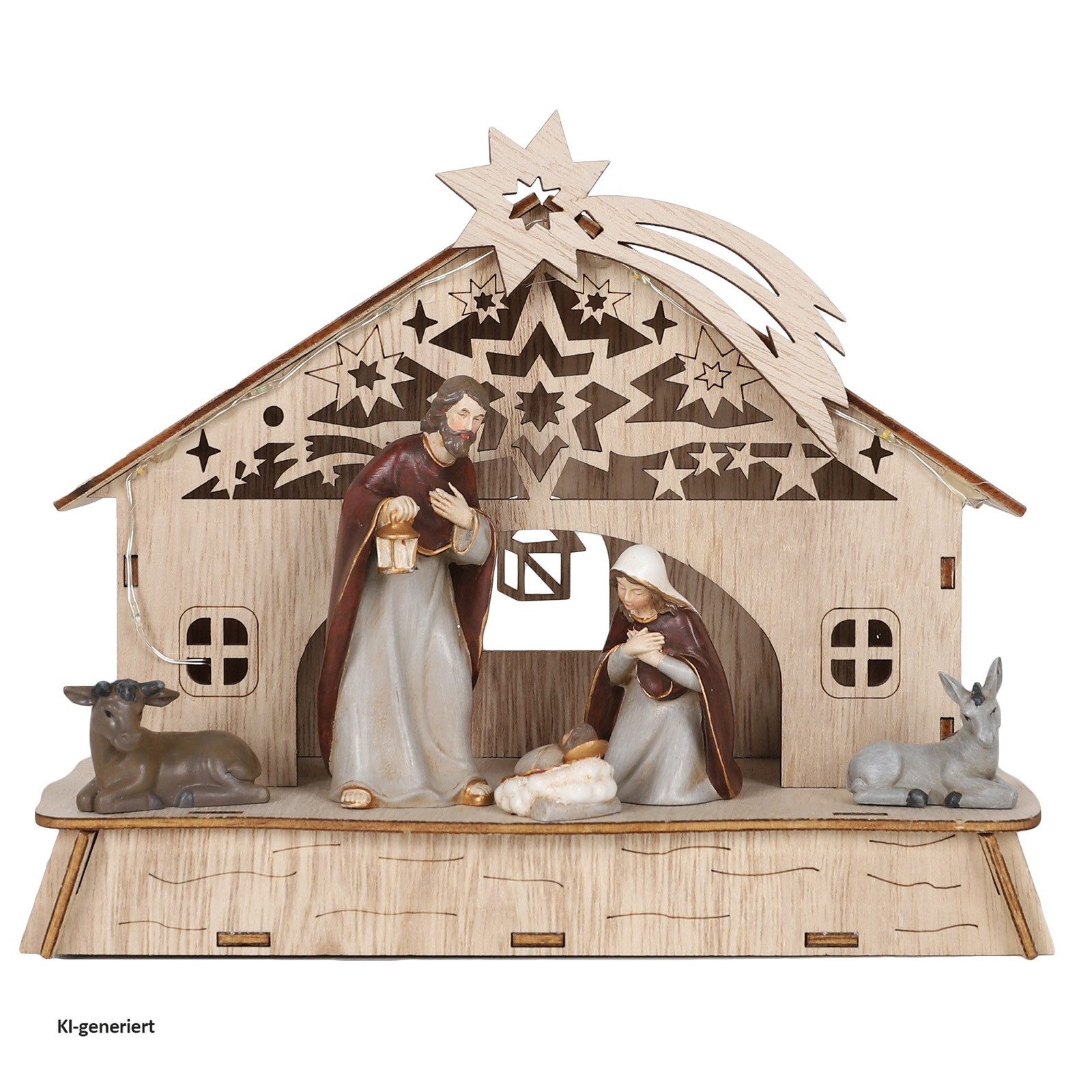 HTI-Living Weihnachtsfigur Krippe beleuchtet Heilige Familie (Stück, 1 St., 1 Dekoobjekt), Leuchtdeko Weihnachtsdekoration