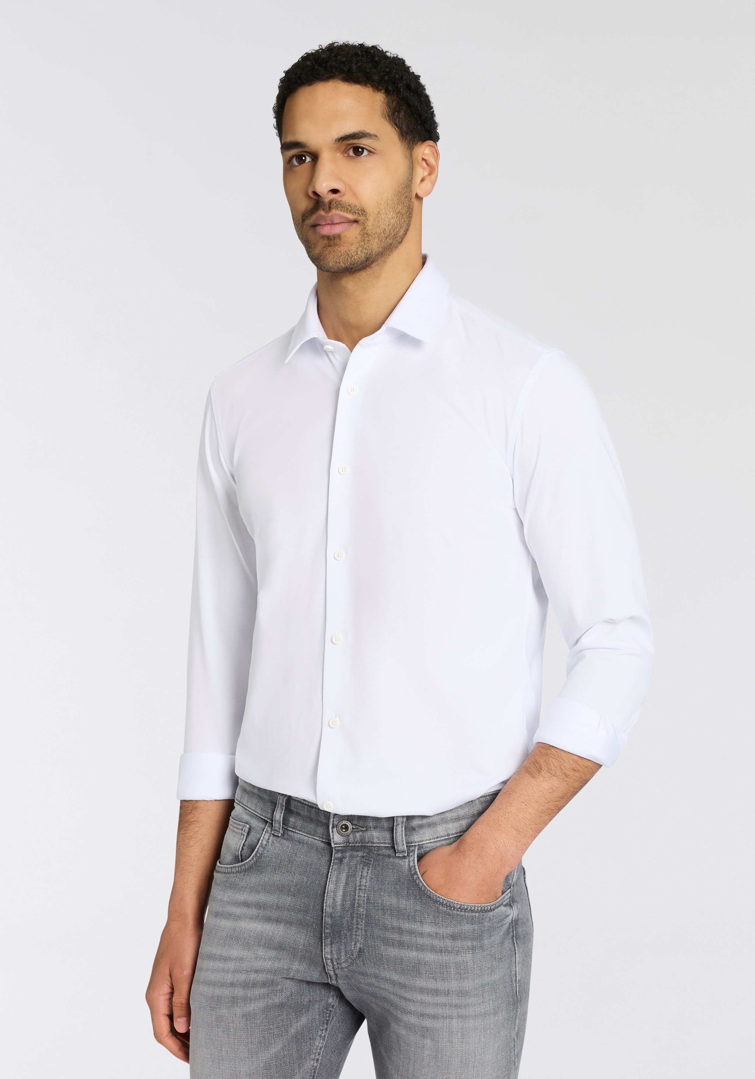 BOSS Businesshemd HANK Kentkragen, Slim Fit, Baumwoll-Mix mit Performance-Stretch