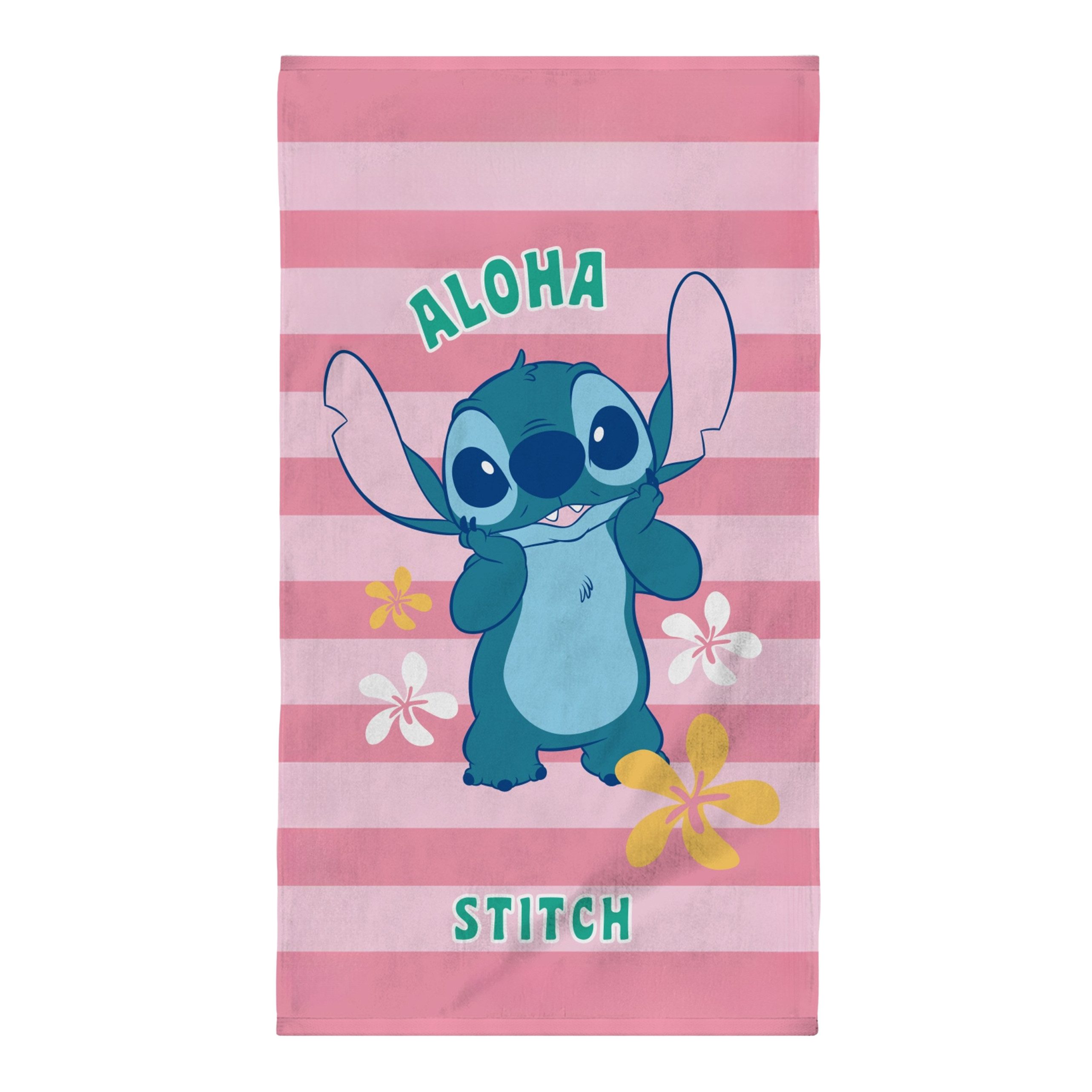 MTOnlinehandel Badetuch Disney Lilo & Stitch 70x120 cm, Strandtuch für Kinder, 100% Baumwolle (1-St), Aloha Design, weich & saugstark für fröhliche Badeabenteuer