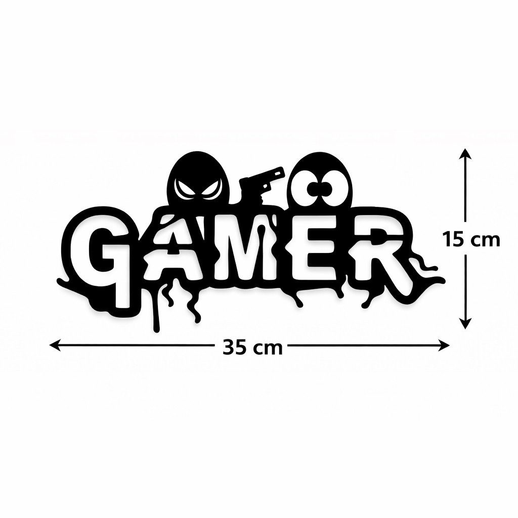 Jungengel Wandbild Gamer Wanddeko Gamerzimmer Gaming Schriftzug Holz Schwarz MDF, (Einzelartikel, 1 St), Erhältlich in 4x Größen, Exklusives Design, Einfache Montage