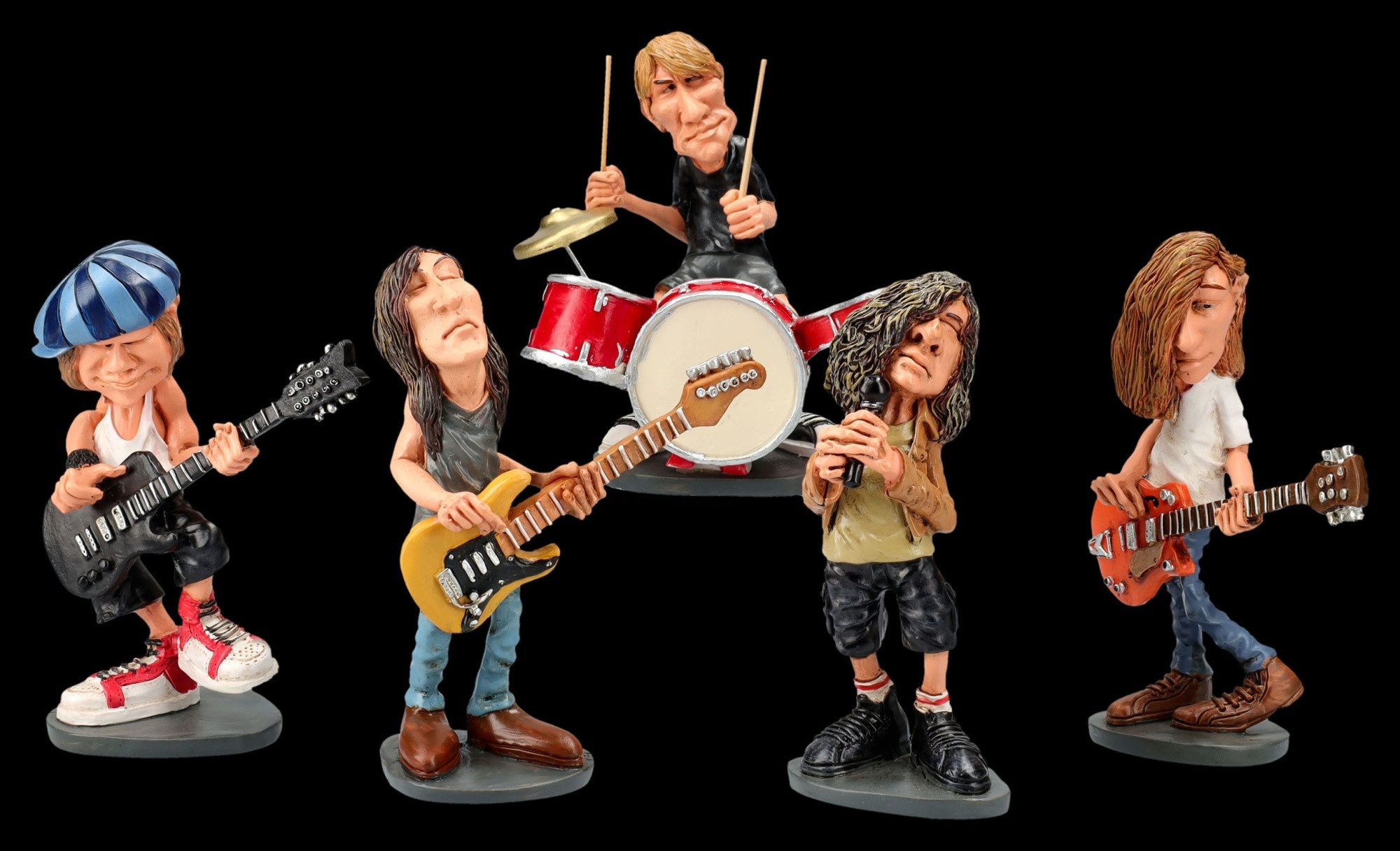 Figuren Shop GmbH Dekofigur Lustige Rockstar Figur - Bassist Jeff - Rockmusiker Dekofigur Deko