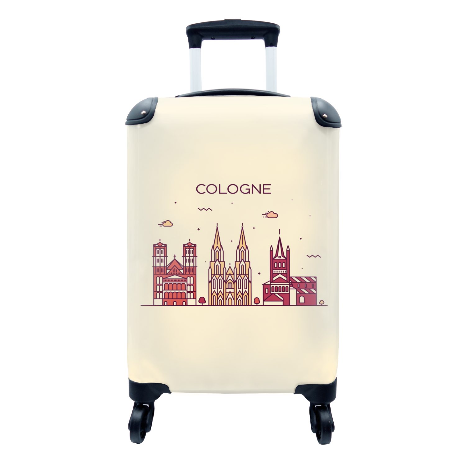 MuchoWow Handgepäckkoffer Köln - Skyline - Deutschland, 4 Rollen, Reisetasche mit rollen, Handgepäck für Ferien, Trolley, Reisekoffer