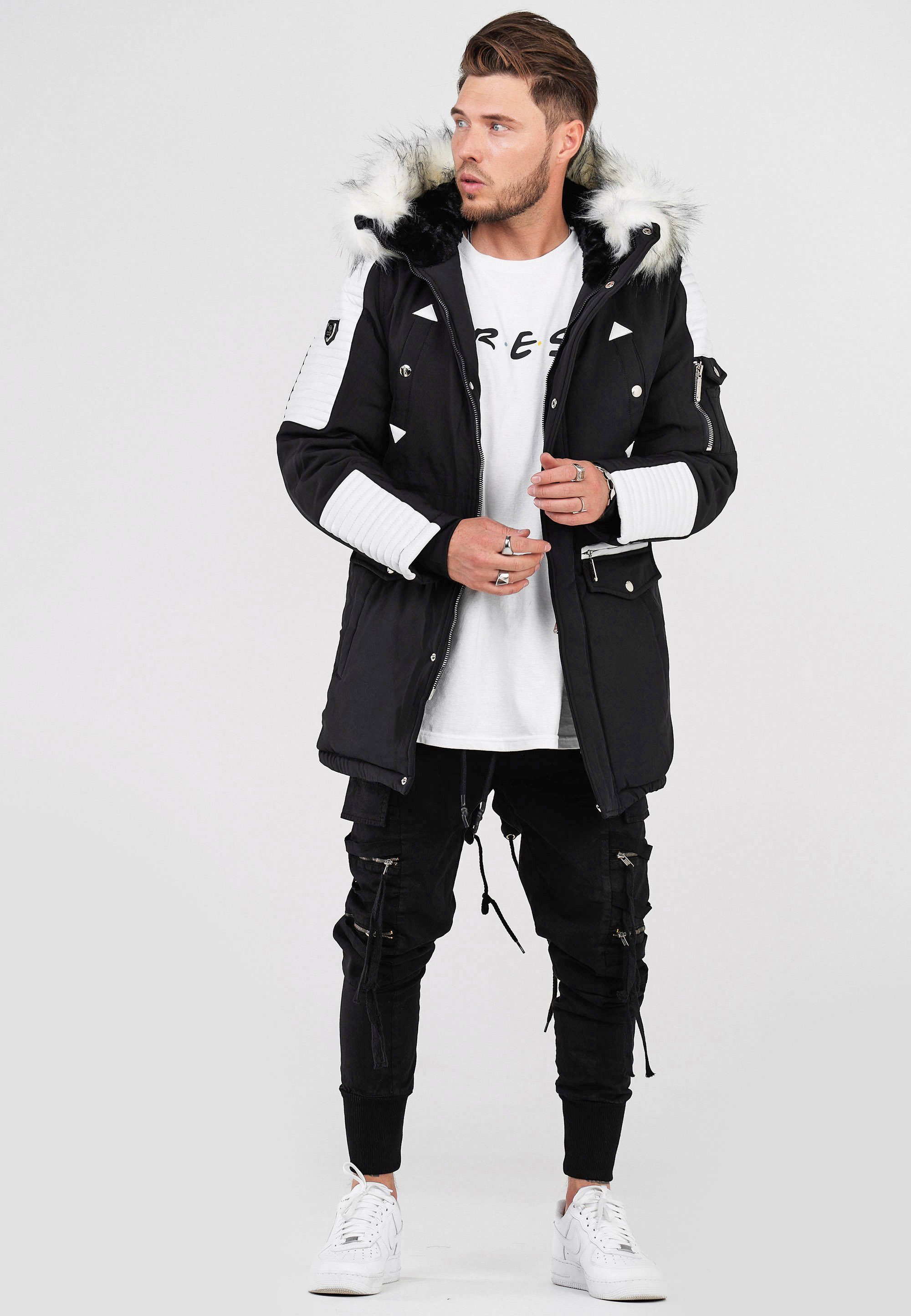 Kapuze Parka mit schwarz-weiß behype FADE-2 wärmender