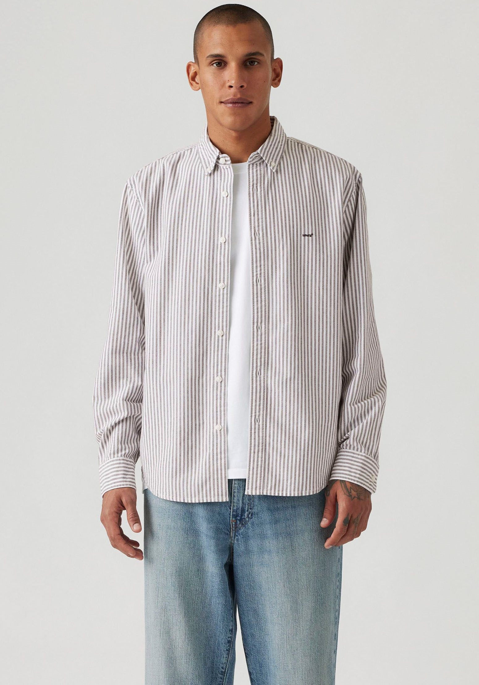 Levi's® Langarmhemd AUTHENTIC BUTTON DOWN mit Ton-in-Ton Logostickerei auf günstig online kaufen