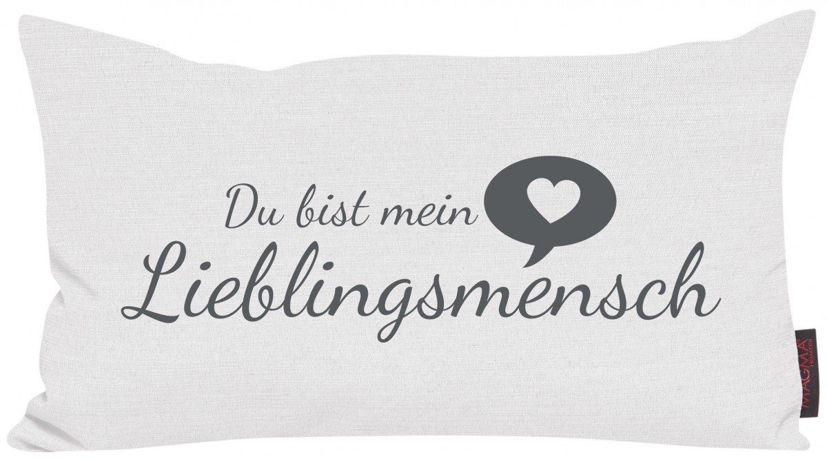 Magma Heimtex Dekokissen Kissen Spruchkissen Zitate Lieblingsmensch 30x50cm weiß, mit Füllung,pflegeleicht,30 x 50 cm
