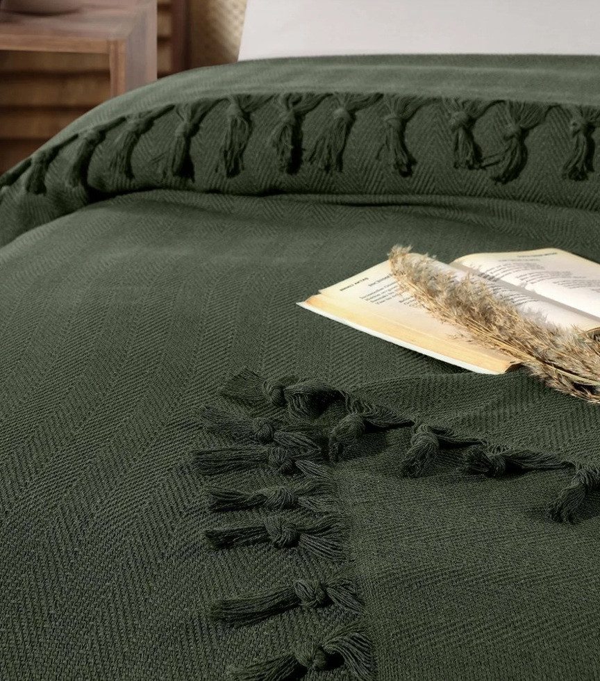 Wohndecke Wohndecke Classic in Olivgrün 100% günstig online kaufen