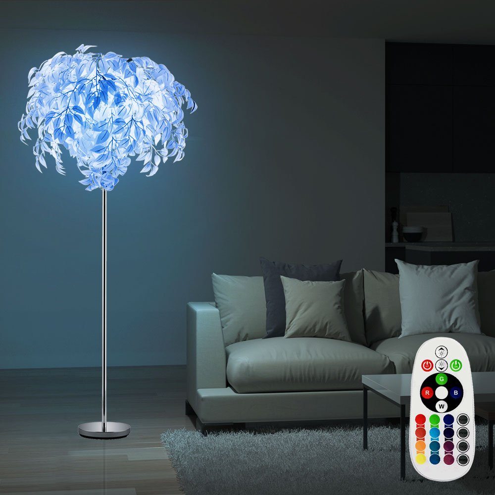 etc-shop LED Stehlampe, dimmbar Leuchtmittel Blätterleuchte inklusive, Fernbedienung Farbwechsel, RGB LED Warmweiß, Stehlampe Standlampe
