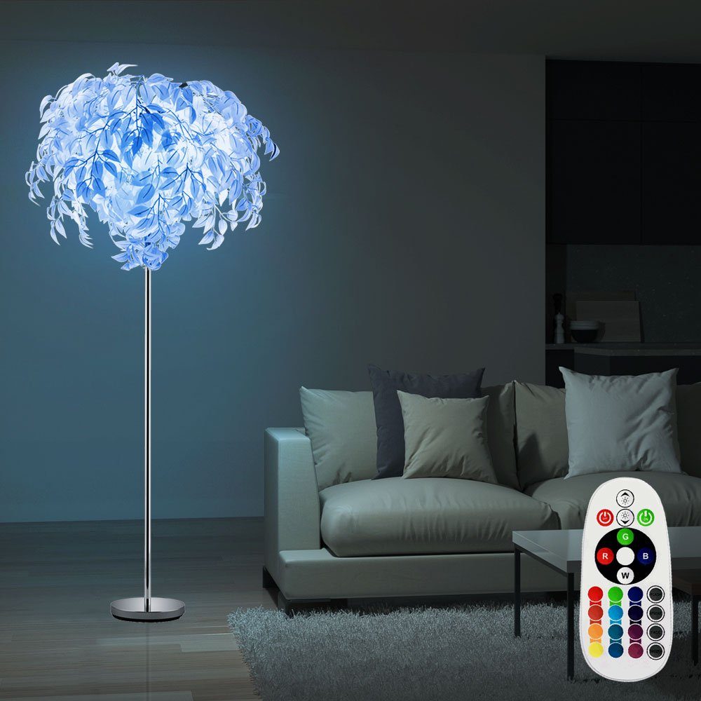 Reality Leuchten LED Stehlampe, Leuchtmittel inklusive, Stehlampe Blätterdesign RGB LED Fernbedienung H 180 cm