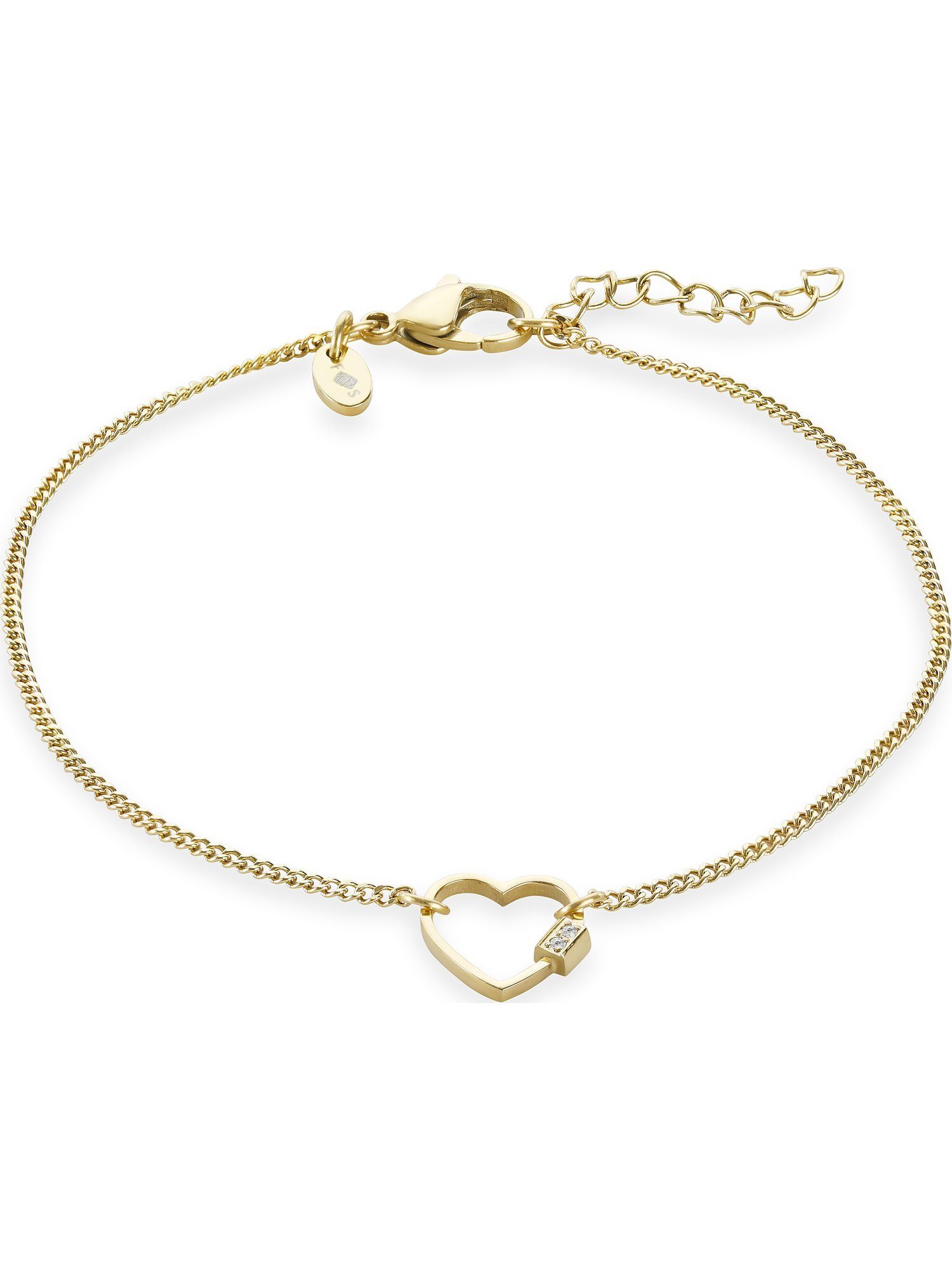FAVS Silberarmband FAVS Damen-Armband Edelstahl 2 Zirkonia Herz