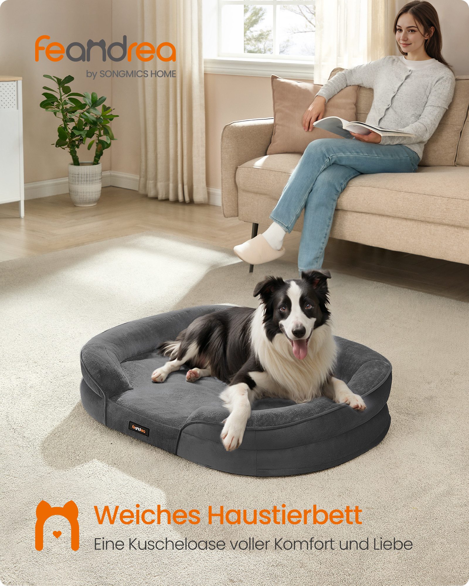 FEANDREA Tierbett, Hundebett, Hundekissen,wasserdicht, erhöhte Ränder, wasc günstig online kaufen