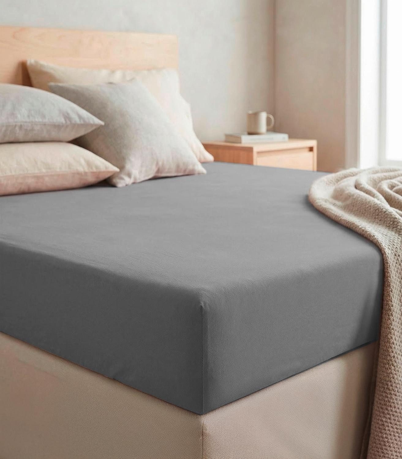 Wülfing Spannbettlaken Spannbetttuch DIANA, 140x200 cm, Silber, Baumwolle, Feinbiber, Gummizug: rundum, (1 Stück), elastisch rundum