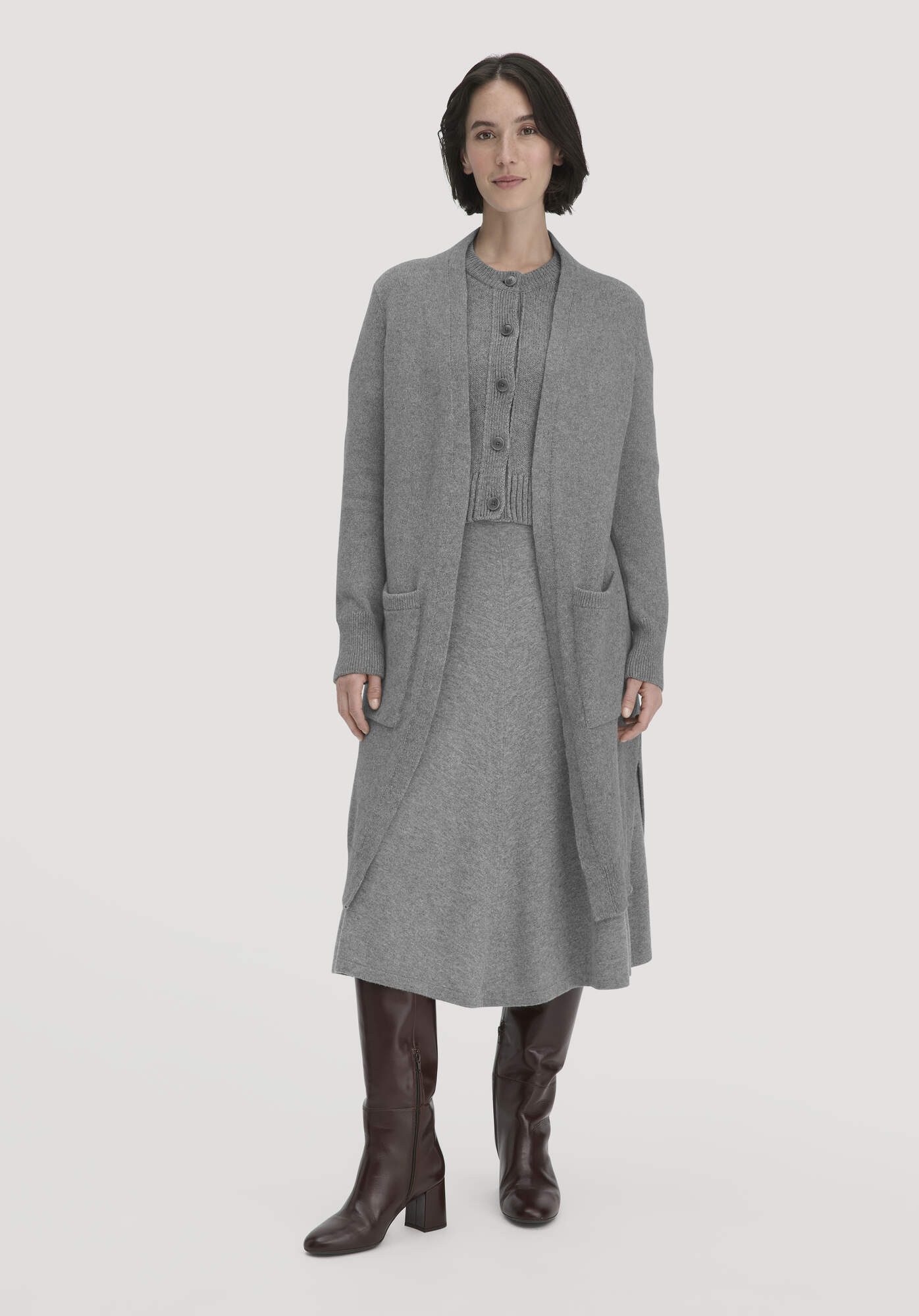 Hessnatur Strickjacke Relaxed aus Bio-Schurwolle mit Bio-Baumwolle (1-tlg)
