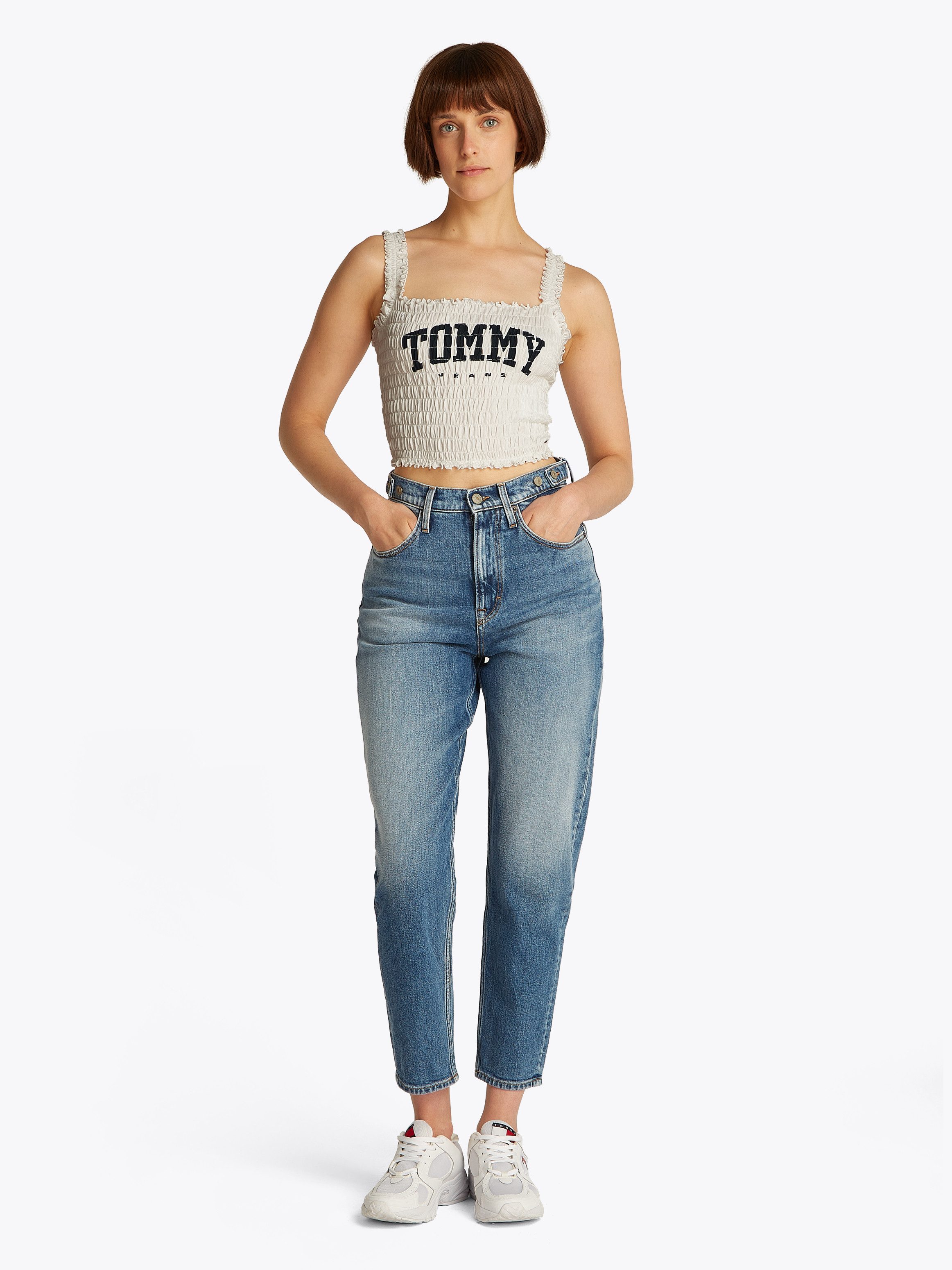 Tommy Jeans Smoktop TJW SMOCK VARSITY BRALETTE in Smok-Optik