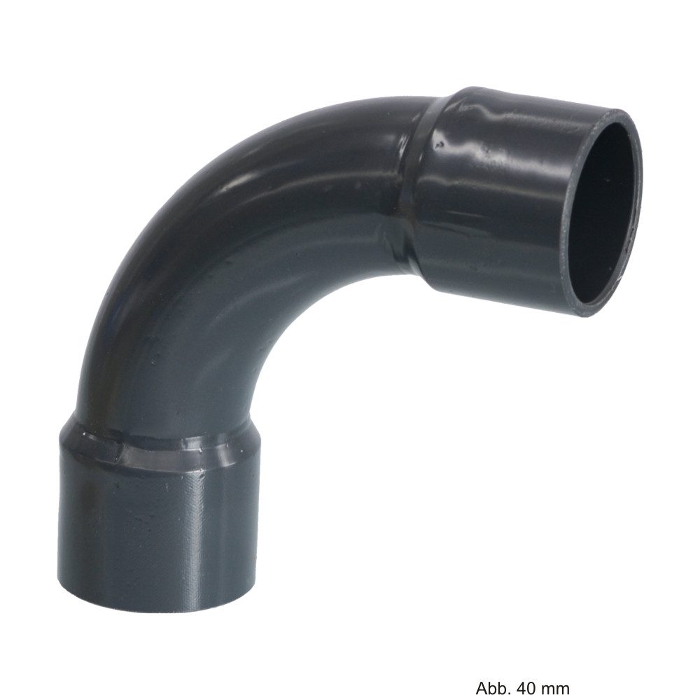 bevo Wasserrohr PVC-U Bogen 90°, aus Rohr hergestellt, Klebemuffe, 10 bar, 40 mm