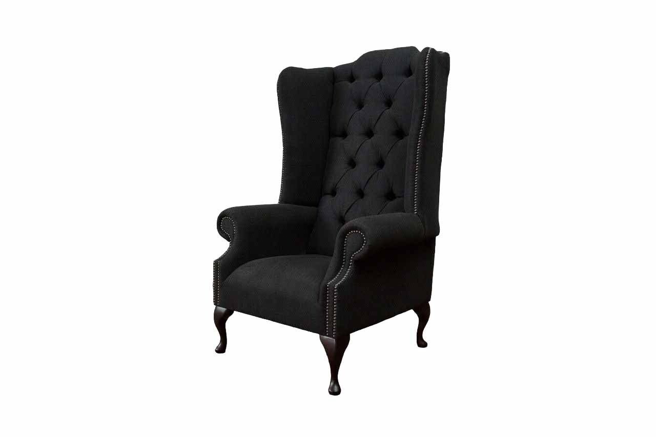 JVmoebel Ohrensessel Ohrensessel Sessel Sitzer Schwarz Design Polster Chesterfield, Made In Europe