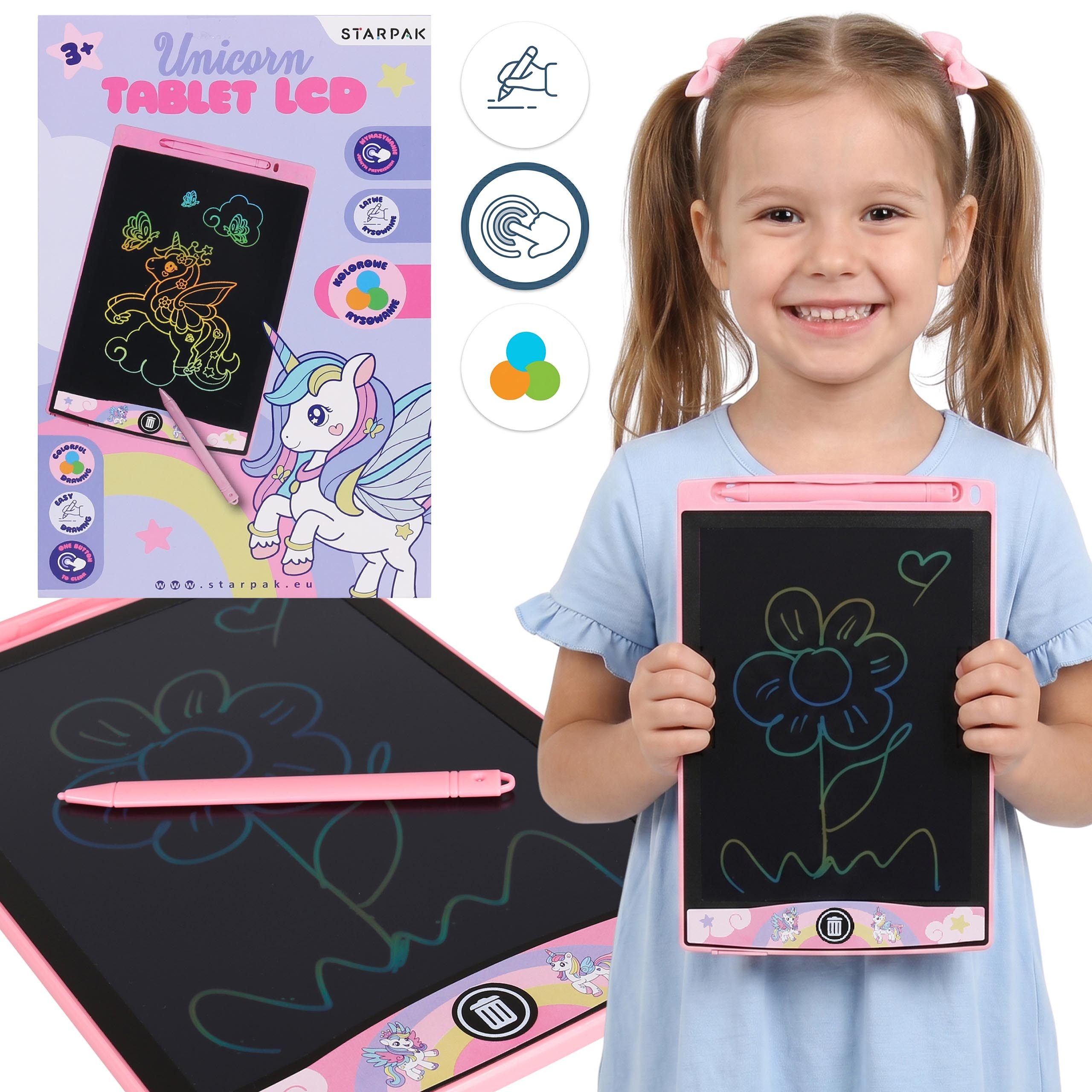 Sarcia.eu Lernspielzeug LCD Zeichentablett für Mädchen – Schreibtafel mit Stylus 10"
