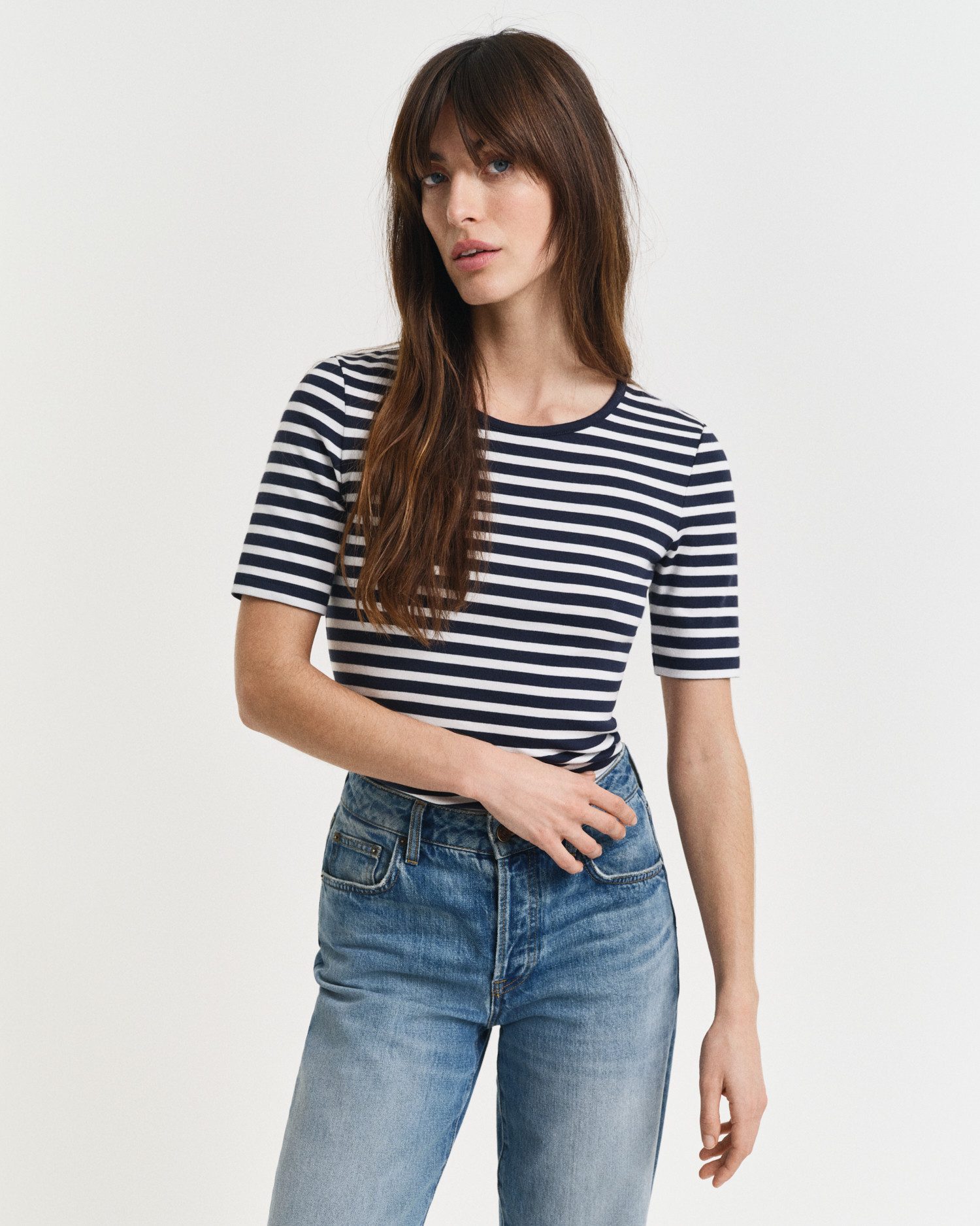 Gant T-Shirt SLIM STRIPED 1X1 RIBBED günstig online kaufen