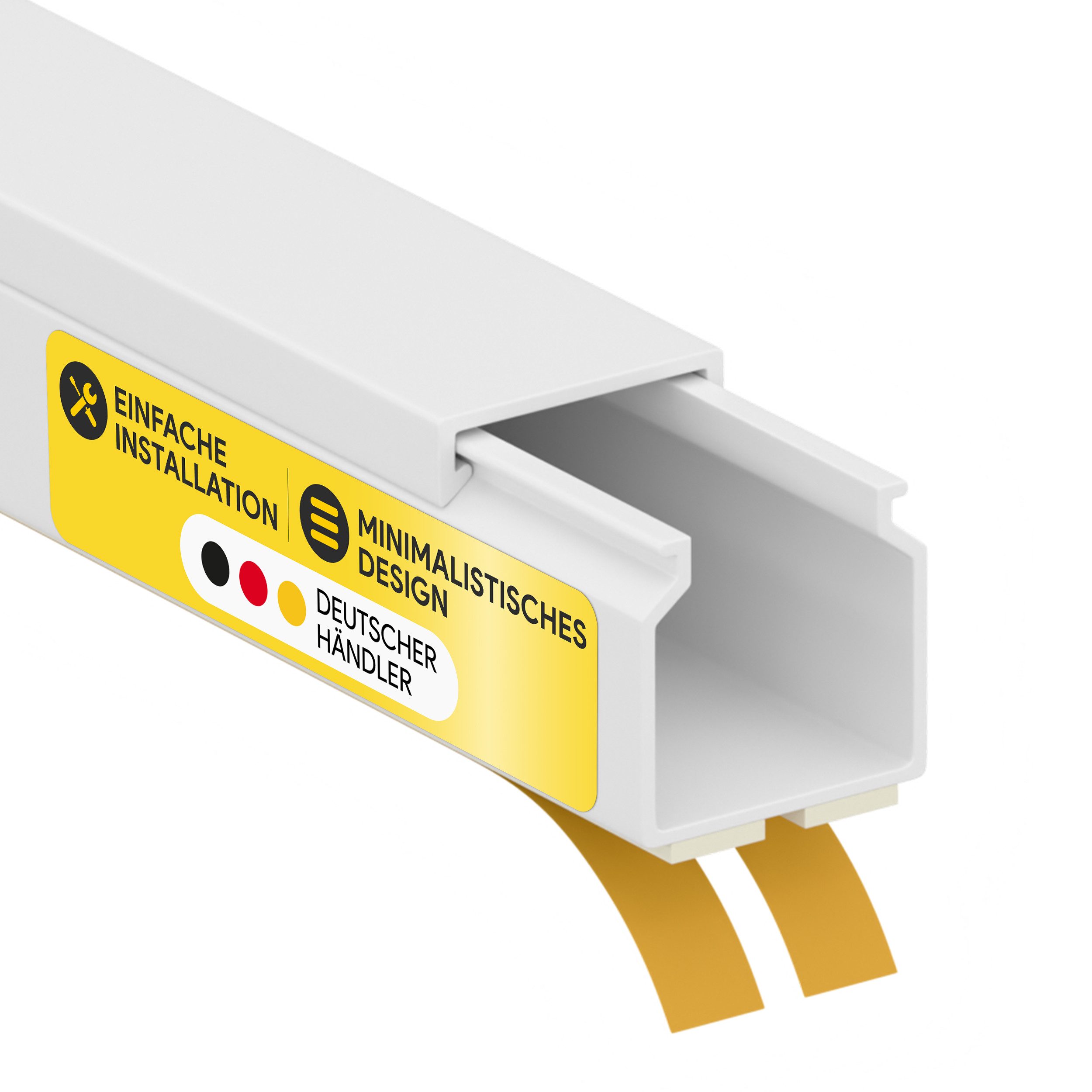 tktrading24 Kabelkanal Kabelleiste aus robustem PVC weiß Selbstklebend 2m - diversen Größen