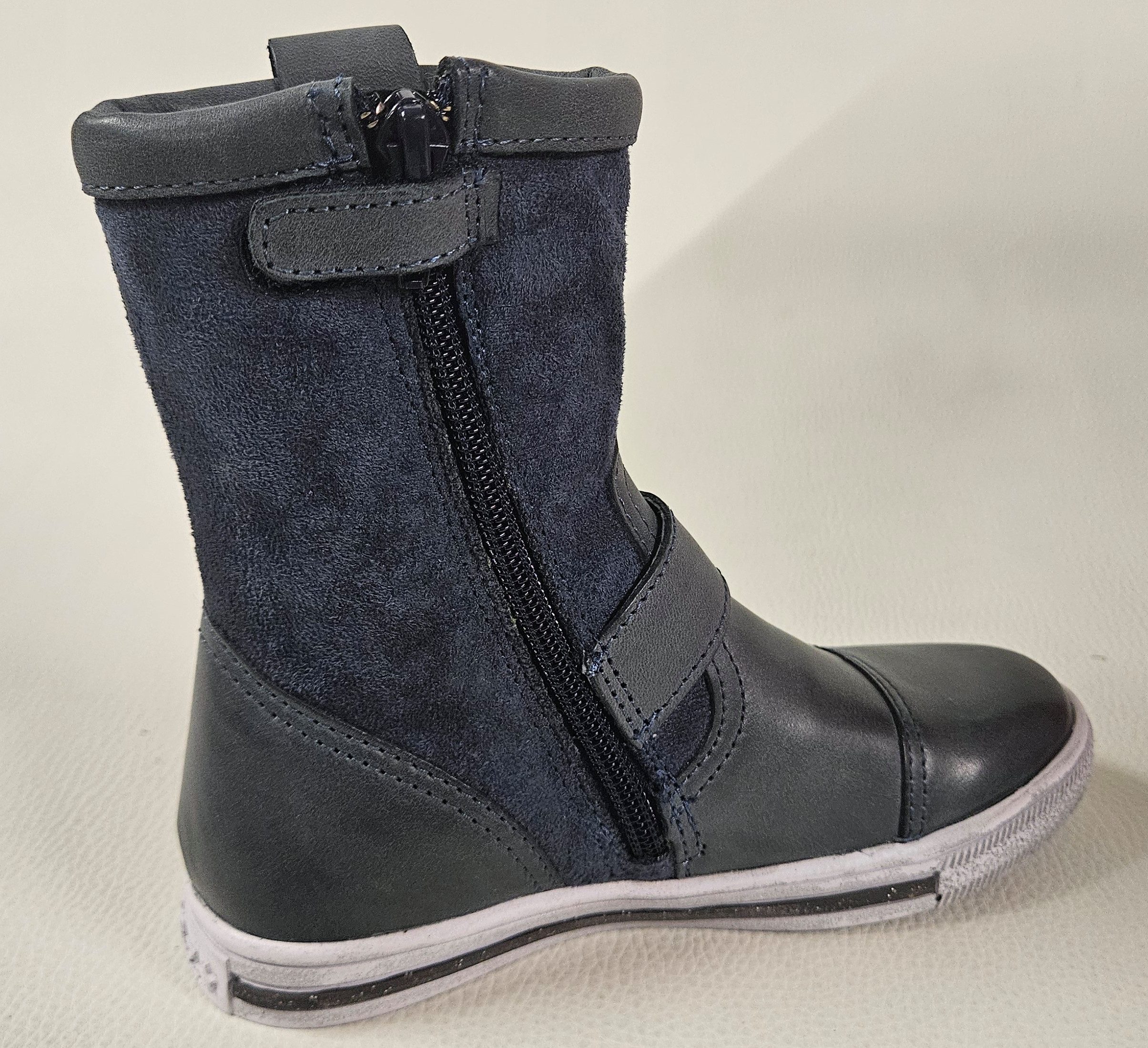 Braqeez Bootie Halbstifel Leder Mädchen dark blue Bikerboots aus echtem Leder