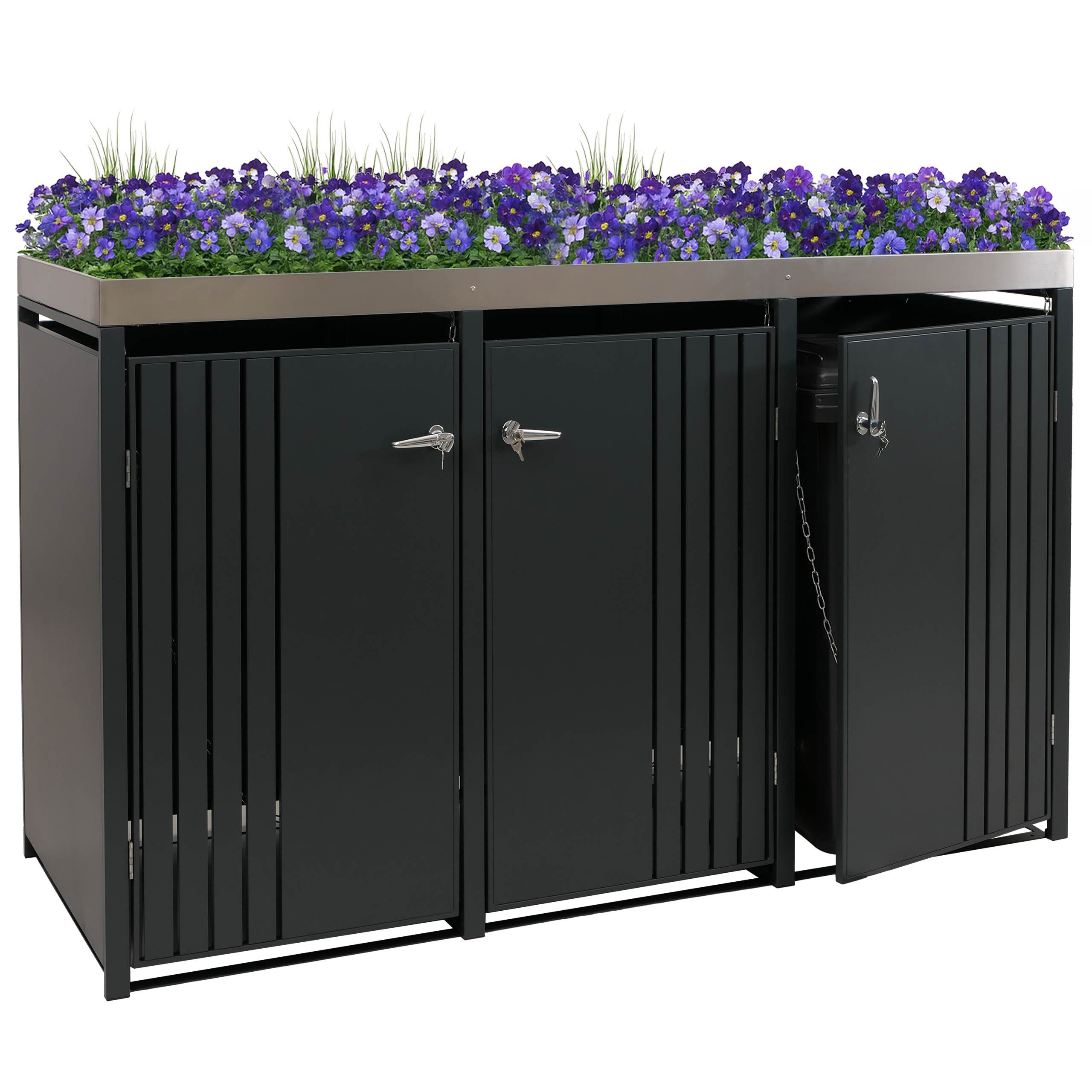 MCW Mülltonnenbox MCW-O67-PK-3 (1 St), Luftzirkulation durch Belüftungsschlitze