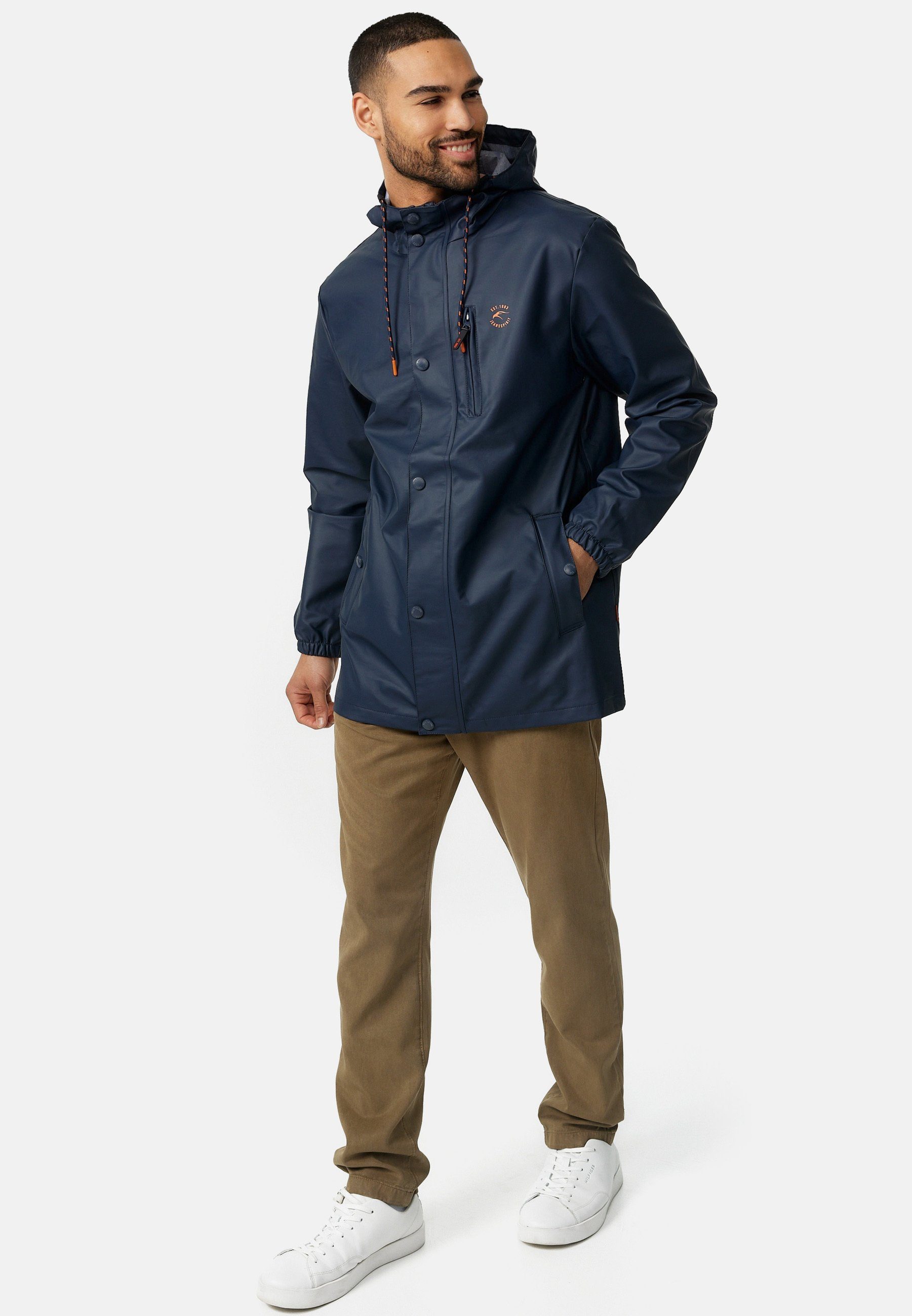 Indicode Regenjacke Herren Malmoe Nässeschutz Herrenjacke halblange, mit Kapuze