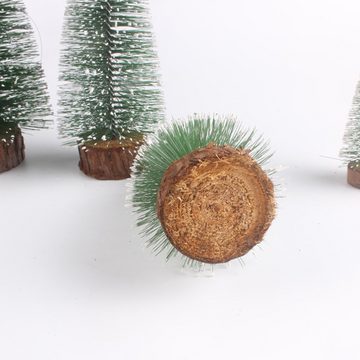 Houhence Künstlicher Weihnachtsbaum Mini-Weihnachtsbaum, 2 Stk kleiner Tannenbaum mit Holzsockel