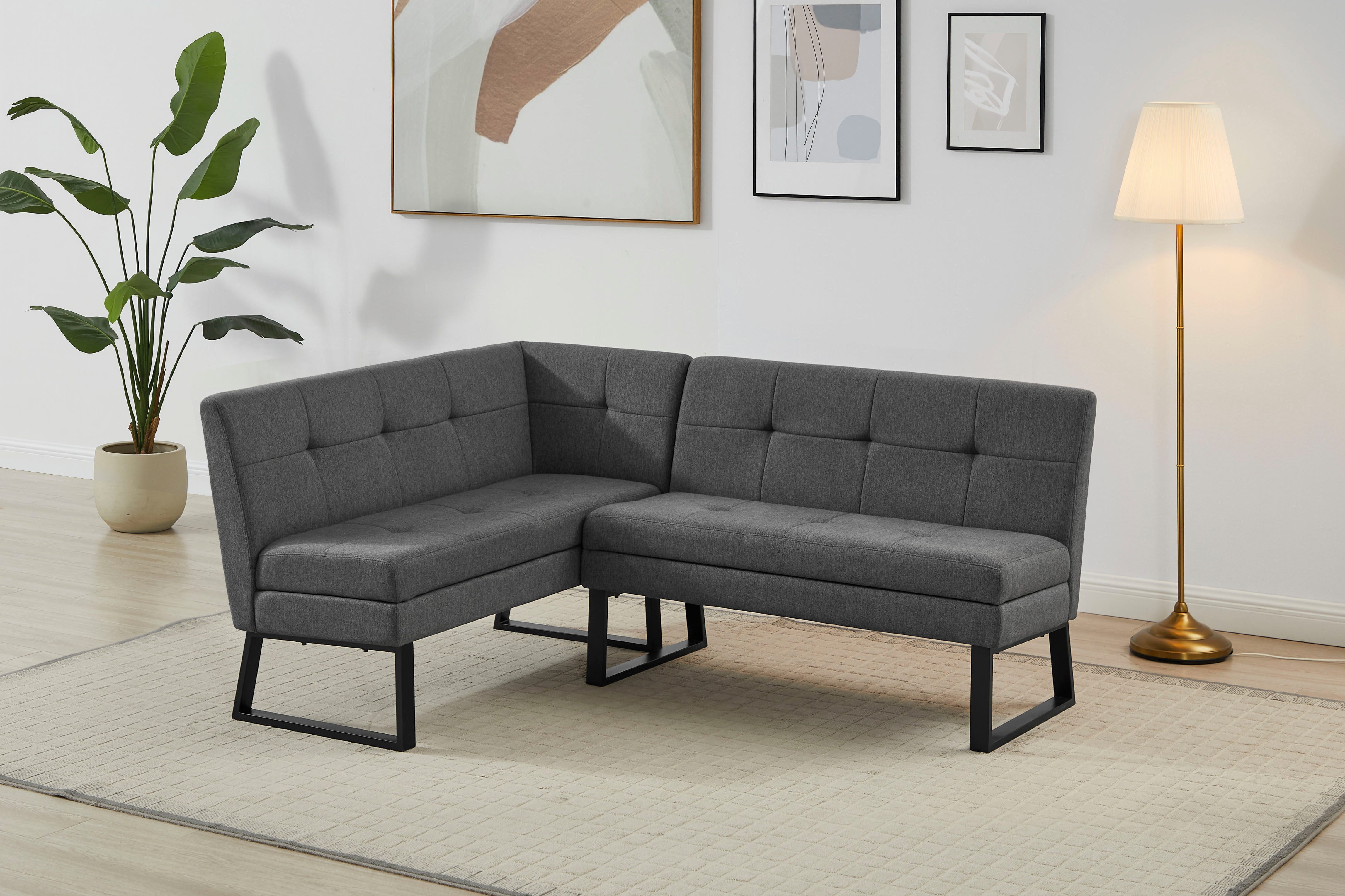OTTO home Eckbank Geranie, Sitzbank, Essbank, pflegeleichter Strukturstoff, Eckbank inkl. Stauraum, Pulverbeschichtetes Metallgestell