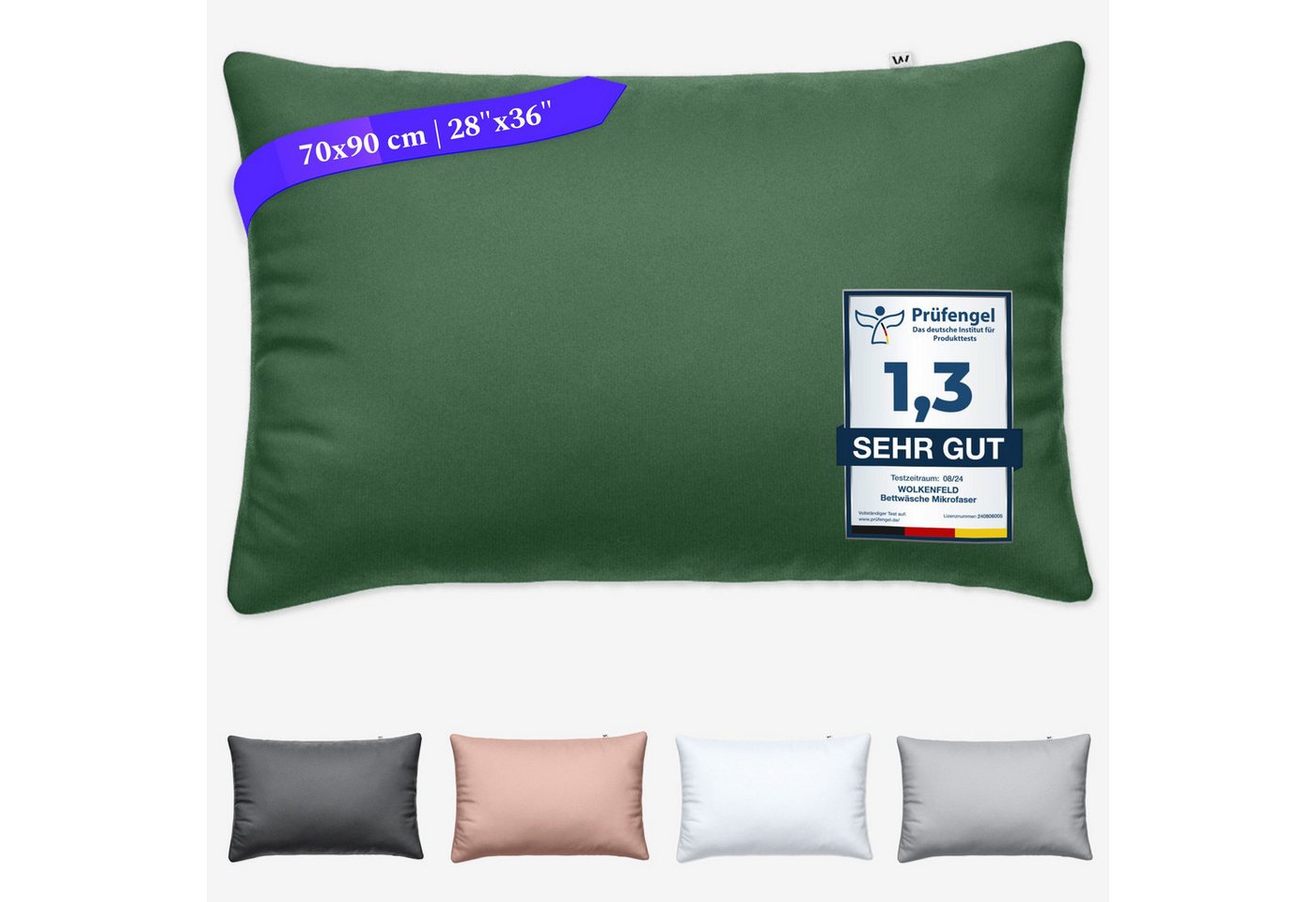 Wolkenfeld Kissenbezug Mikrofaser Kissenbezug - Allergiker Kopfkissenbezug - unfassbar weich, (1 Stück), Größe 80x80, 40x80 und 70x90 cm, versteckter Reißverschluss