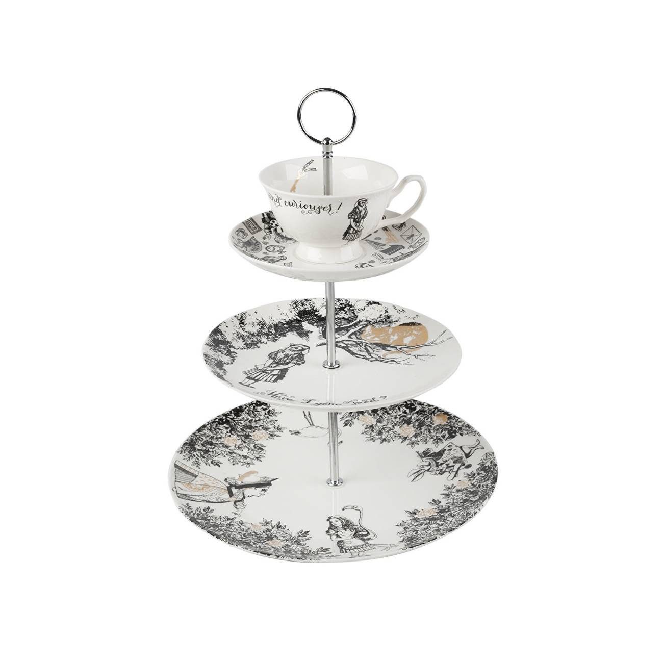 Creative Tops Etagere Alice in Wonderland, Porzellan, Höhe: 1cm, Farbe: Weiß, Motiv: Blumen