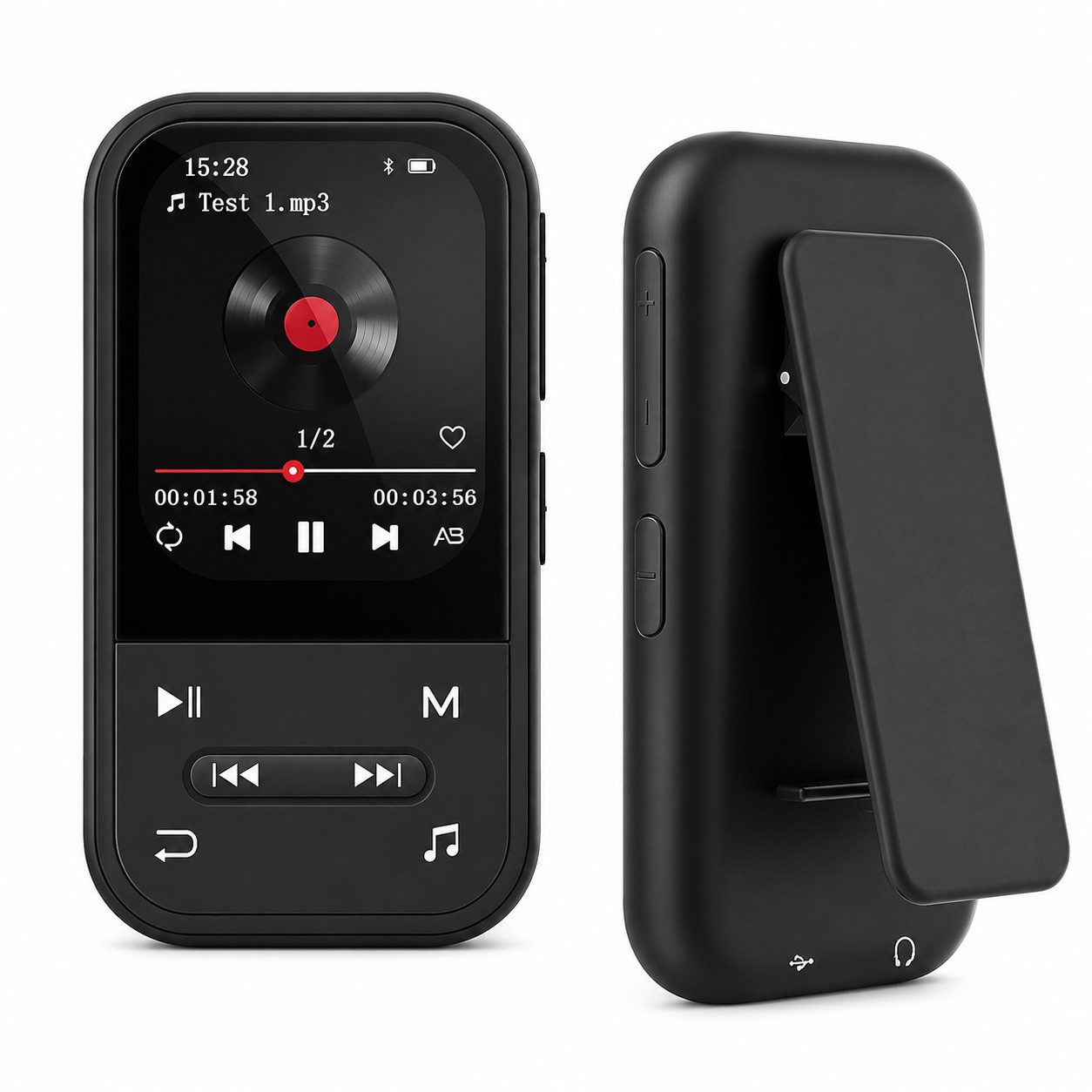 Lisabonde Sport-Clip, Bluetooth 5.3 MP3-Player (32 GB, Bluetooth, Bis 40h Akku, Schrittzähler, UKW-Radio, Diktierfunktion, E-Book)