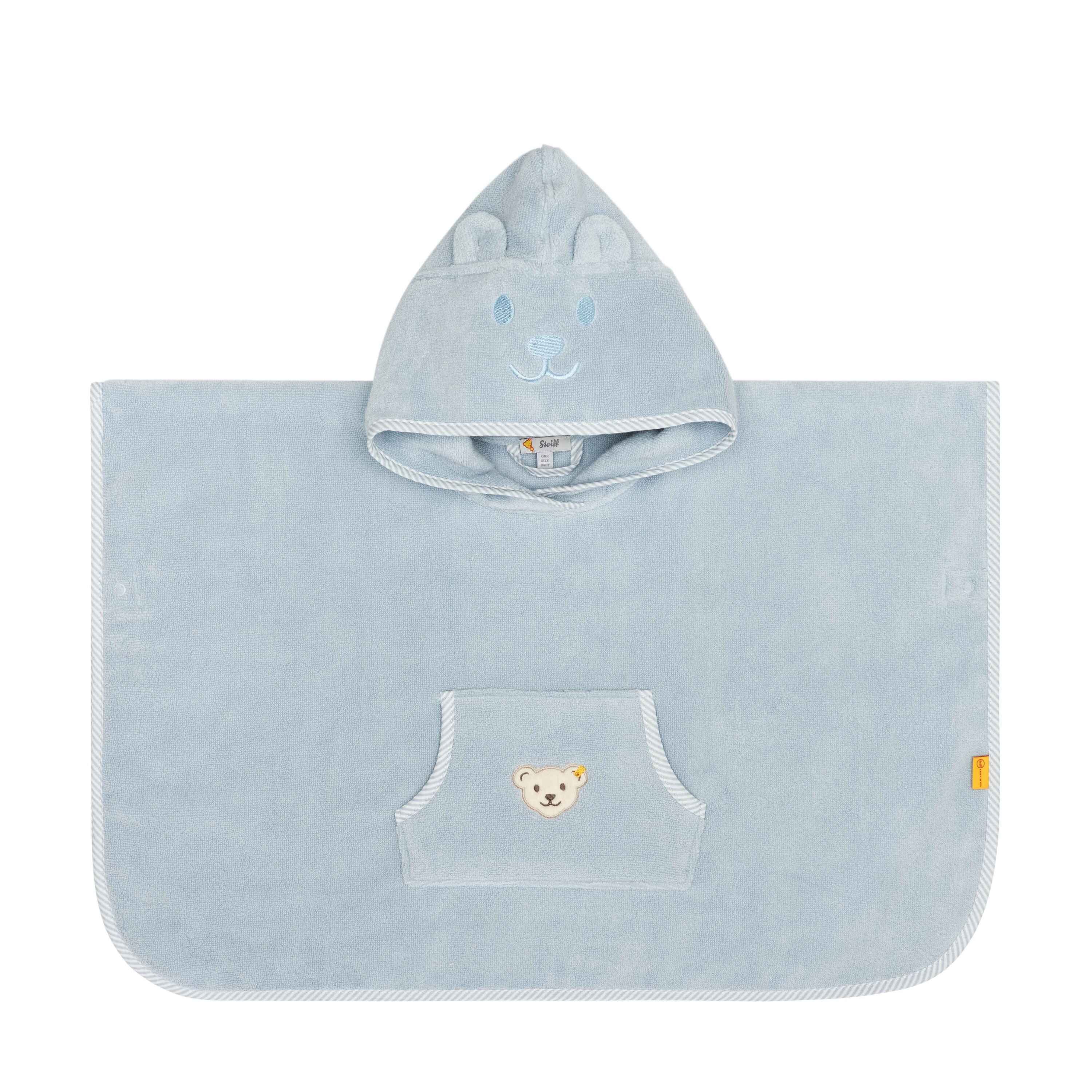 Steiff Badeponcho Bade Poncho Homewear mit Druckknöpfe, Baumwolle, Druckknöpfe