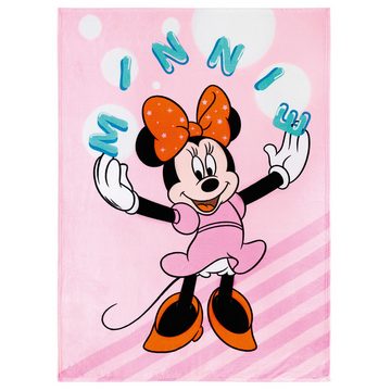 Kinderdecke Minnie Mouse Pink Maus 130 x 170 weich und kuschelig Coral Fleecedecke, BERONAGE