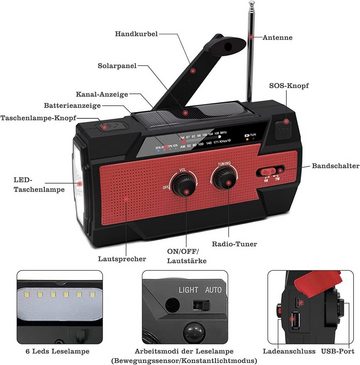 autolock Solar Radio,AM/FM Kurbelradio Tragbar USB Notfallradio für Camping Digitalradio (DAB) (Digitalradio (DAB), Mit 4000mAh Batterie 4 Modi LED Taschenlampe und SOS-Alarm für Notfall)
