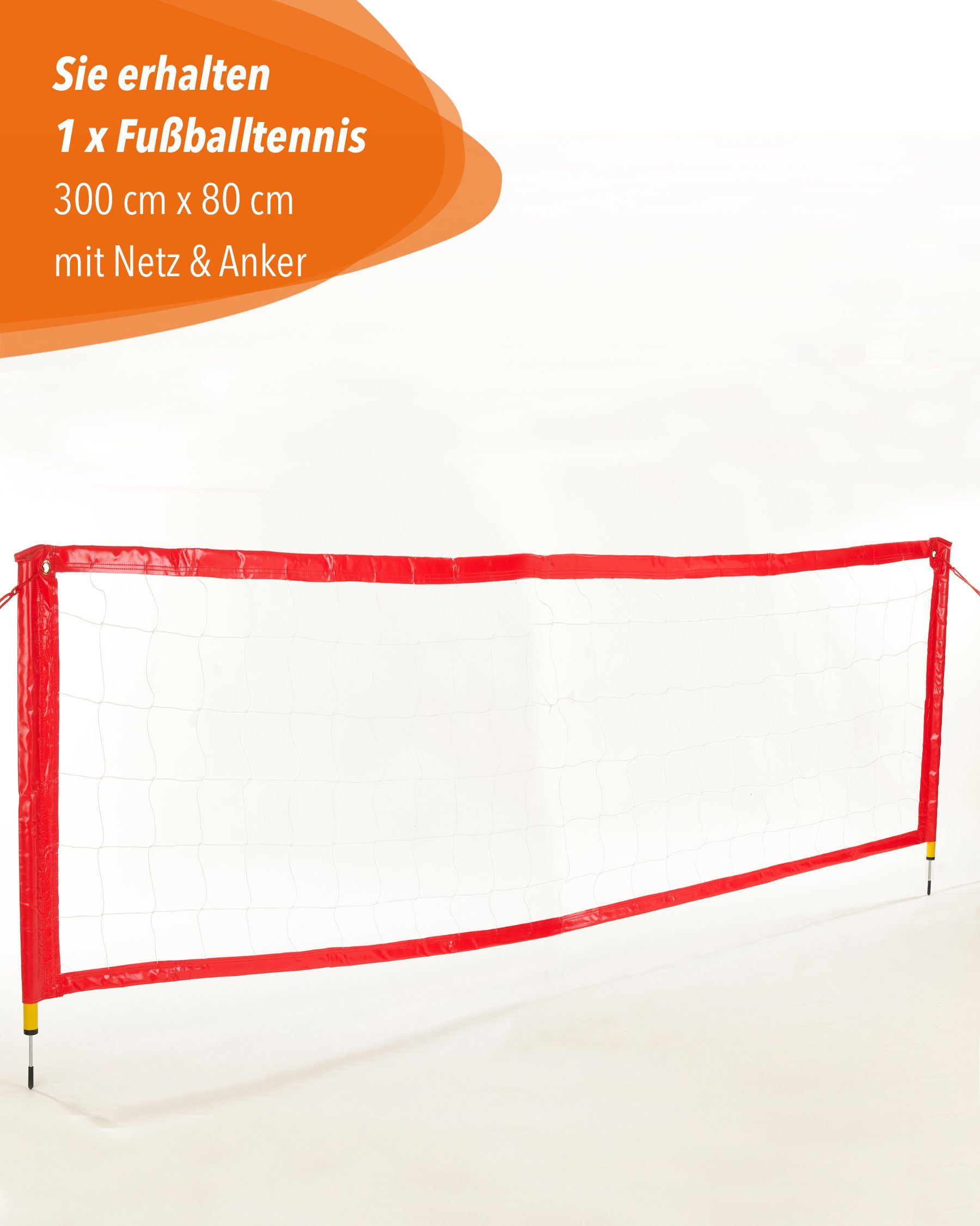 SPORTIKEL24 Tennisnetz breit, klein Fußballtennis Rasenplatz, 3 m für Tragetasche inkl