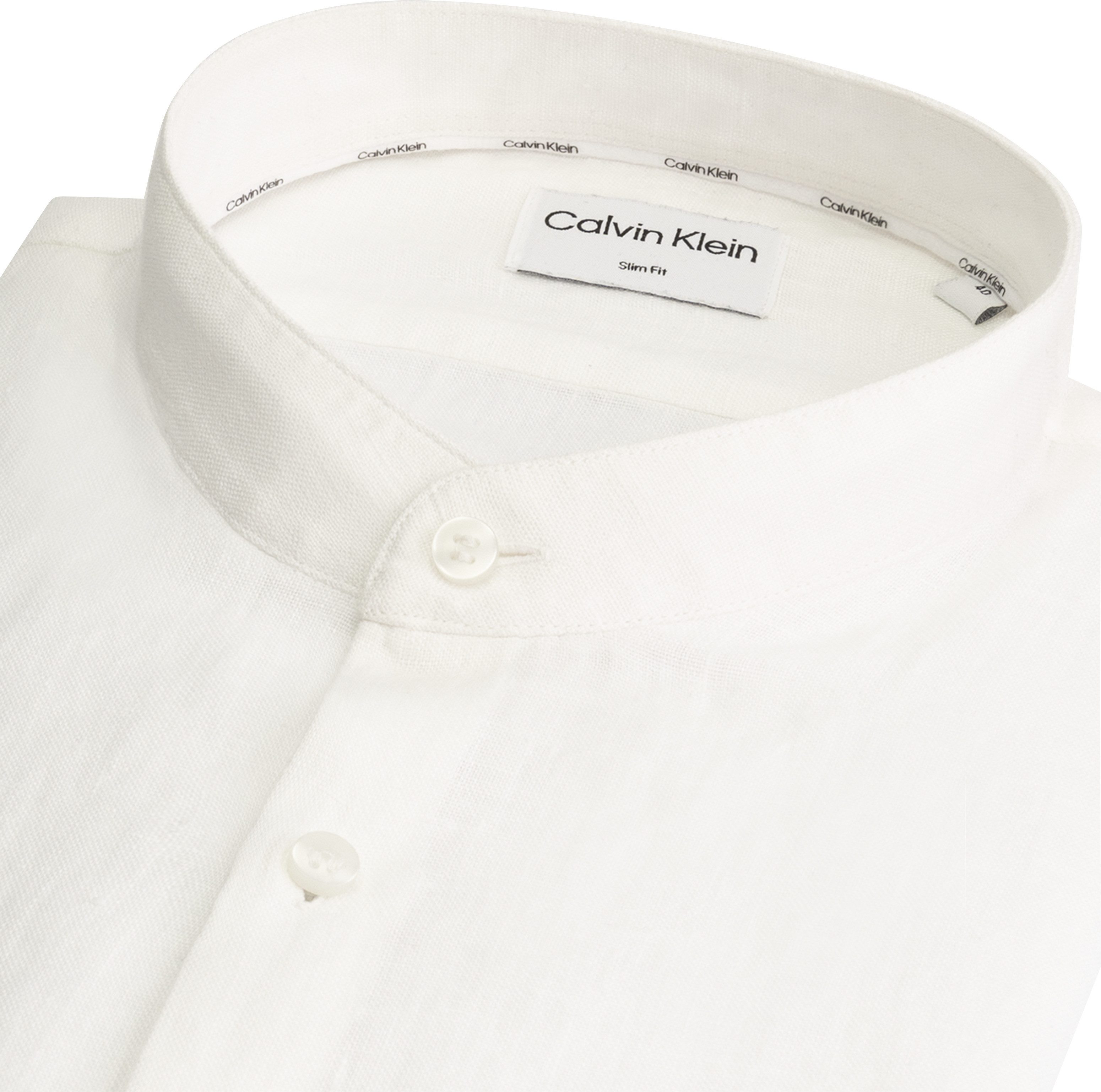 Calvin Klein Leinenhemd LINEN STANDUP COLLAR SLIM SHIRT in Unifarbe günstig online kaufen
