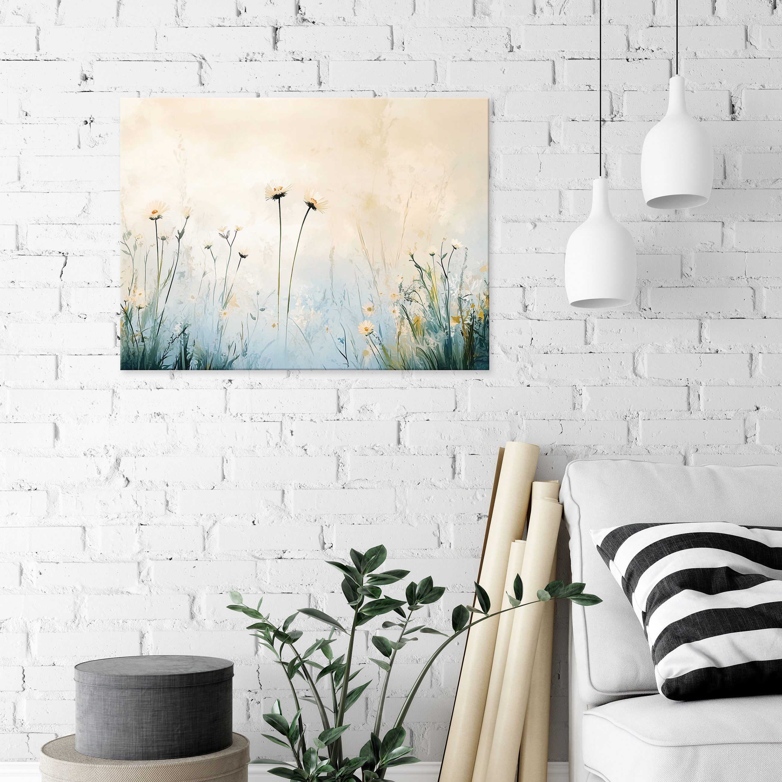 Wallarena Leinwandbild Blumen Abstrakt Beige Modern Wandbilder Wand Deko XX günstig online kaufen