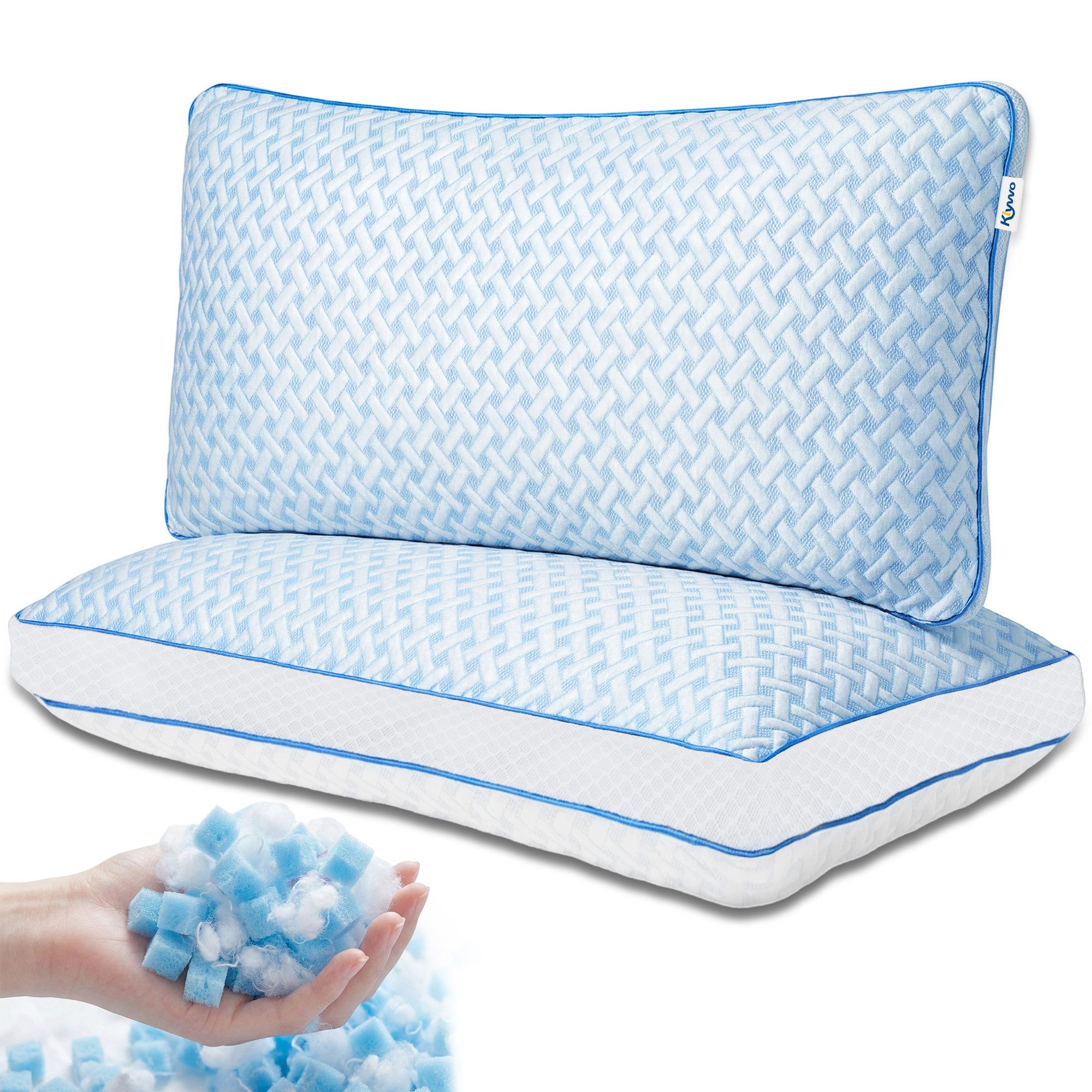 Klyvvo Kopfkissen Gel Memory Foam Kissen mit Höhenverstellung & abnehmbarem Bezug, ideal für Seitenschläfer, Rückenschläfer & Bauchschläfer